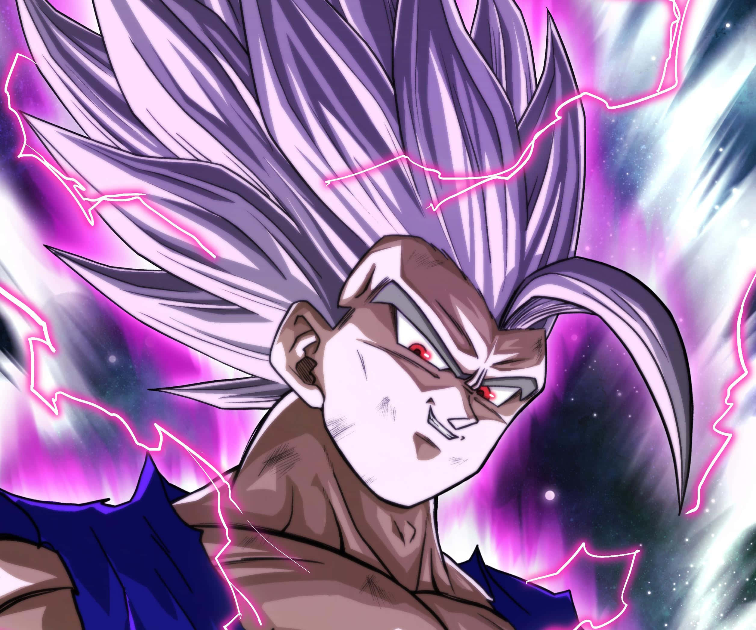 Beast Gohan, spiky purple hair, glowing red eyes, Full HD Desktop Wallpaper