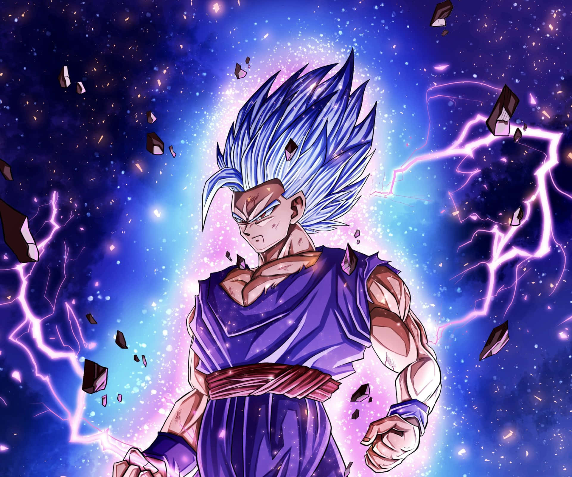 Beast Gohan, spiky blue hair, purple gi, Full HD Desktop Wallpaper