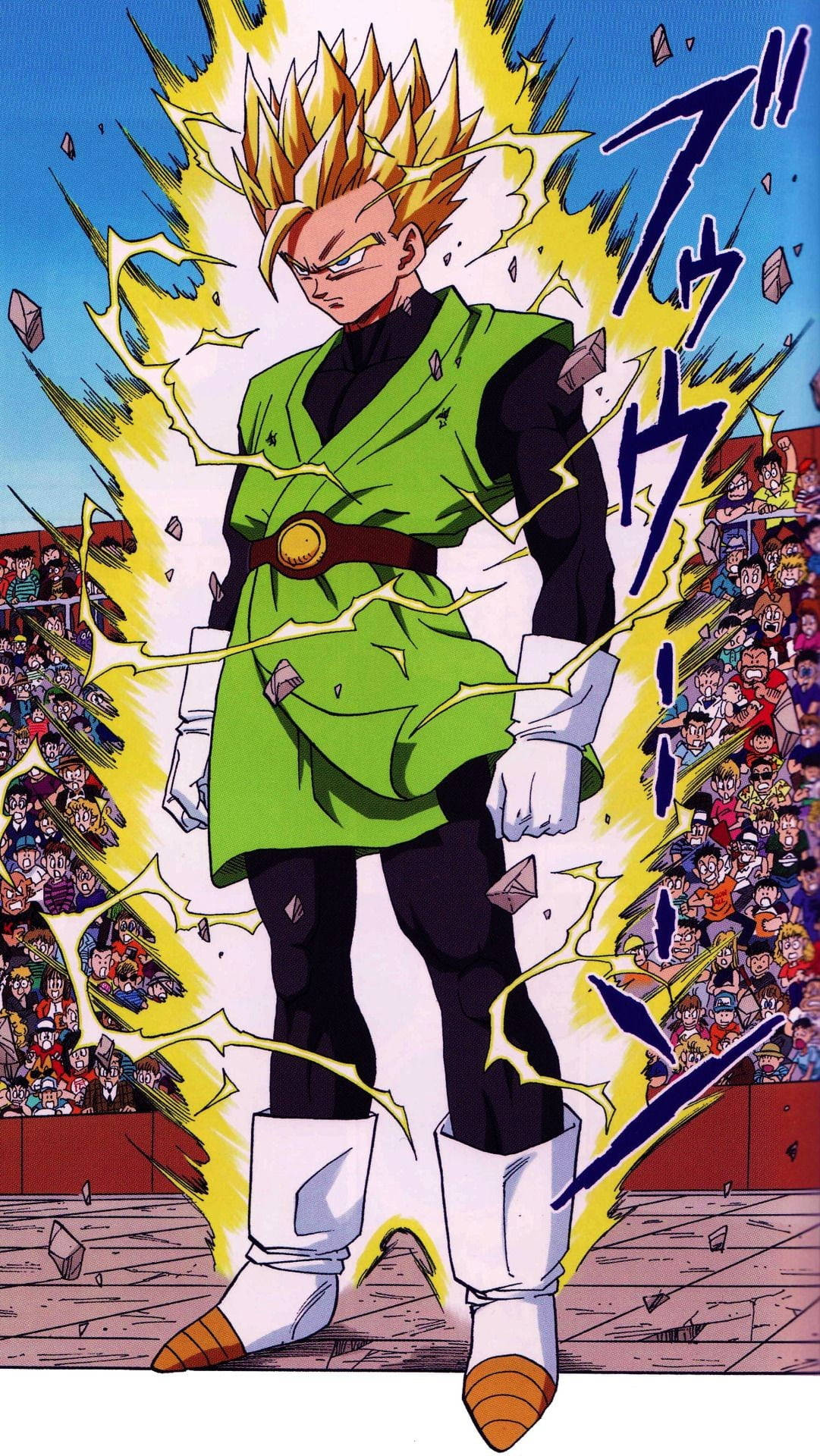 Gohan Super Saiyan 2, spiky-haired, green armor, Full HD Phone Wallpaper