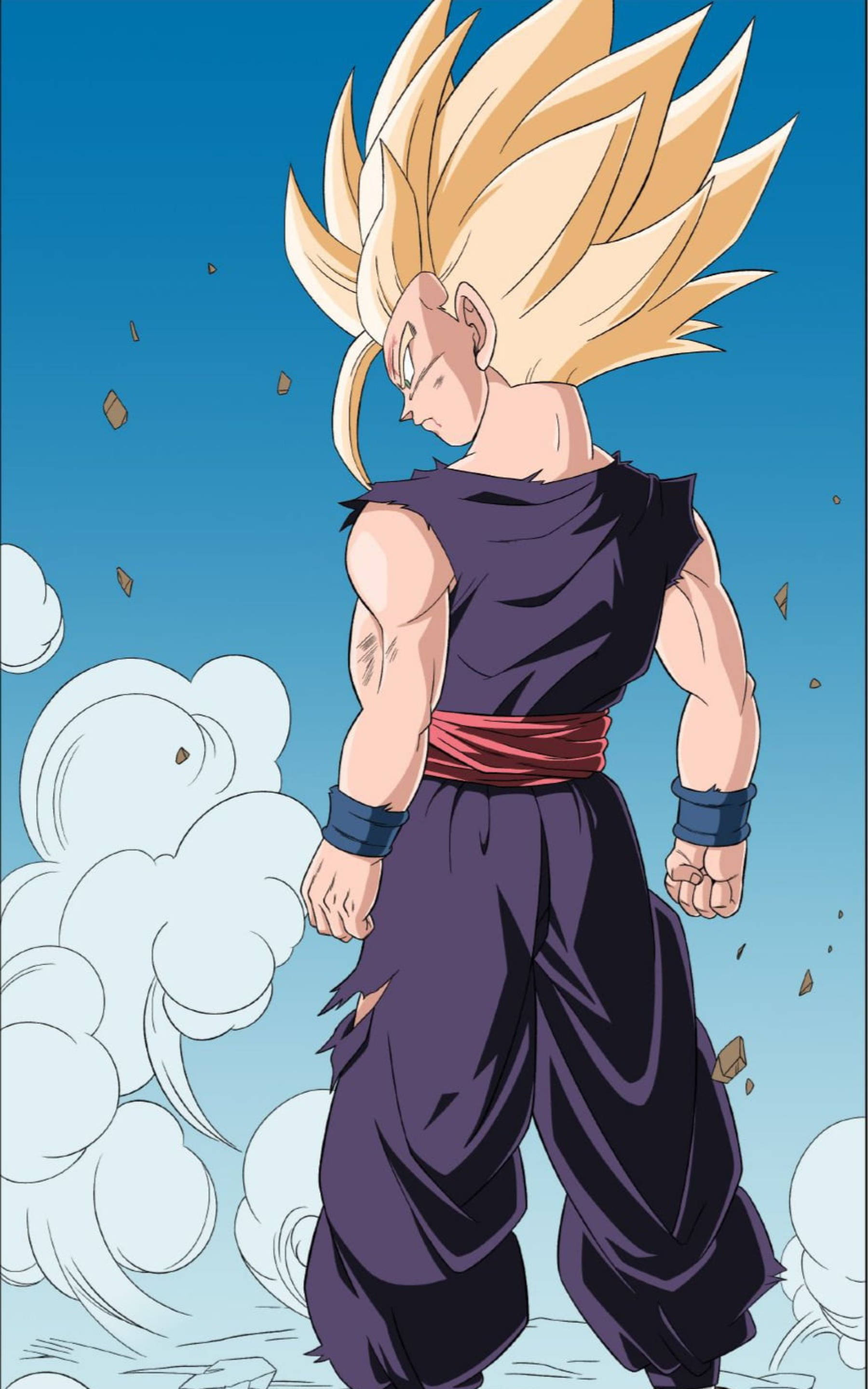 Gohan, Super Saiyan 2, spiky golden hair, 2K Phone Wallpaper