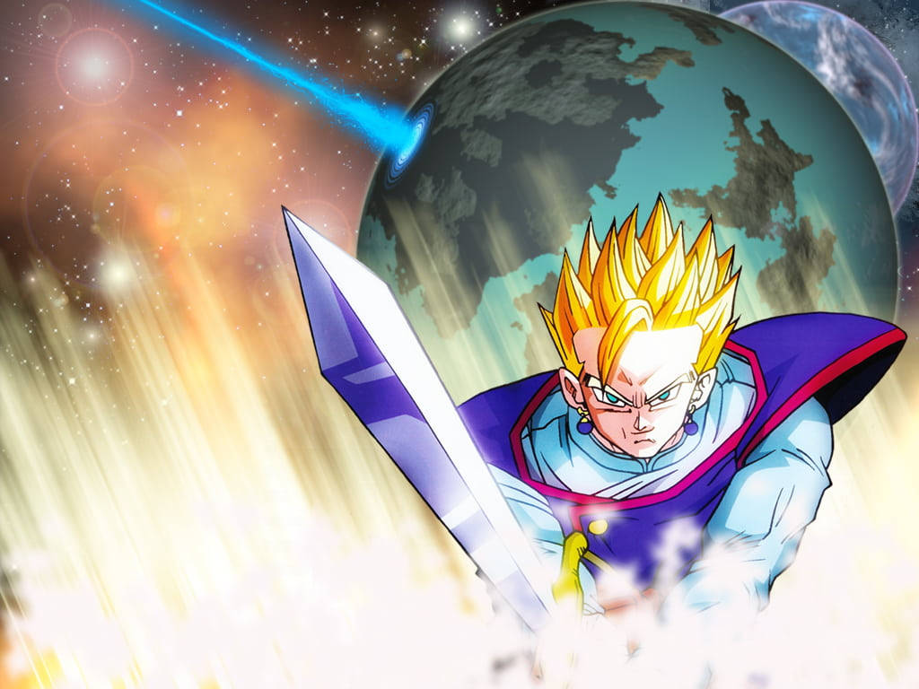 Gohan Super Saiyan 2, spiky-haired anime warrior, blue armor, SD Desktop Wallpaper