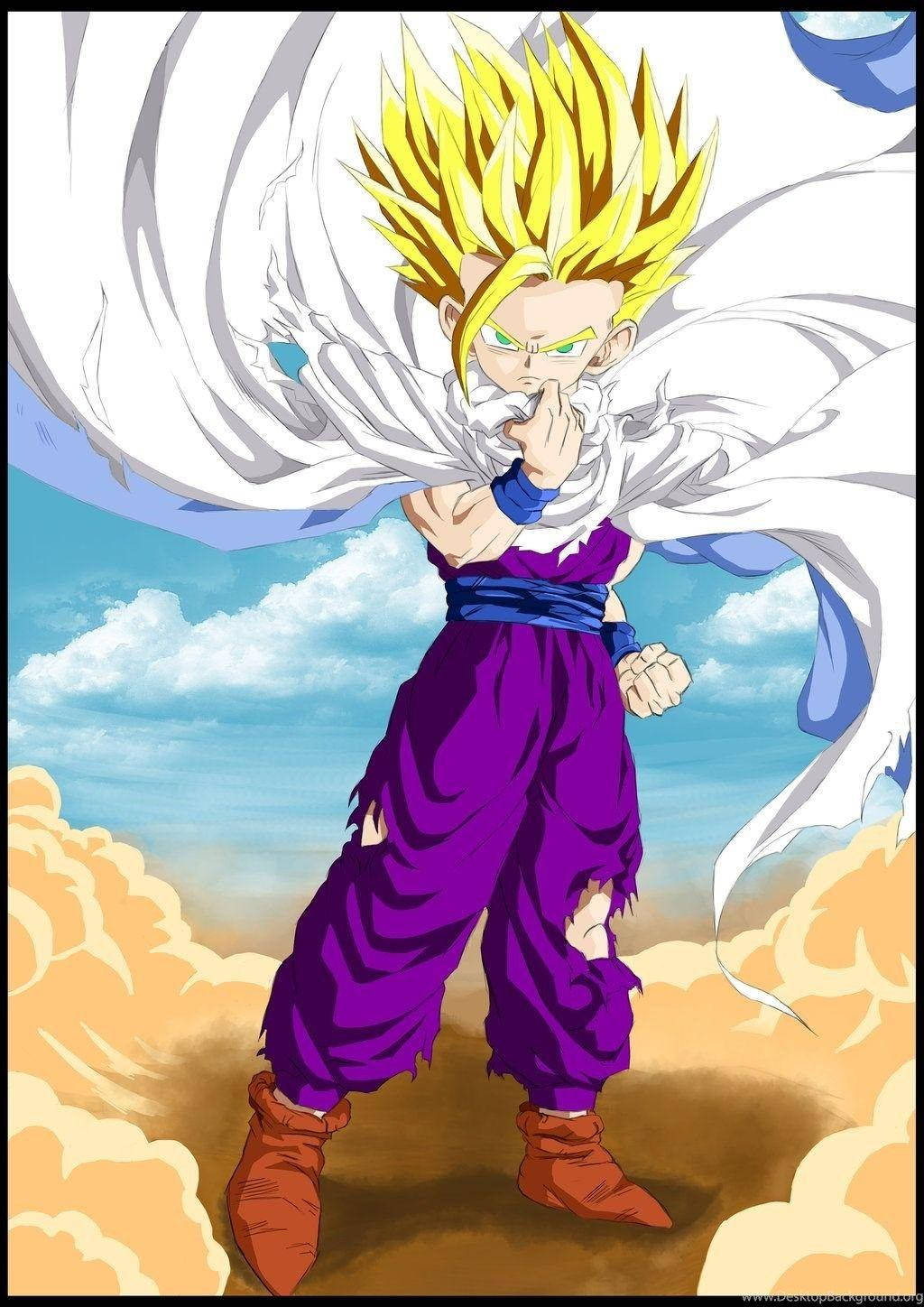 Gohan Super Saiyan 2, purple gi, spiky-haired anime warrior, HD Phone Wallpaper