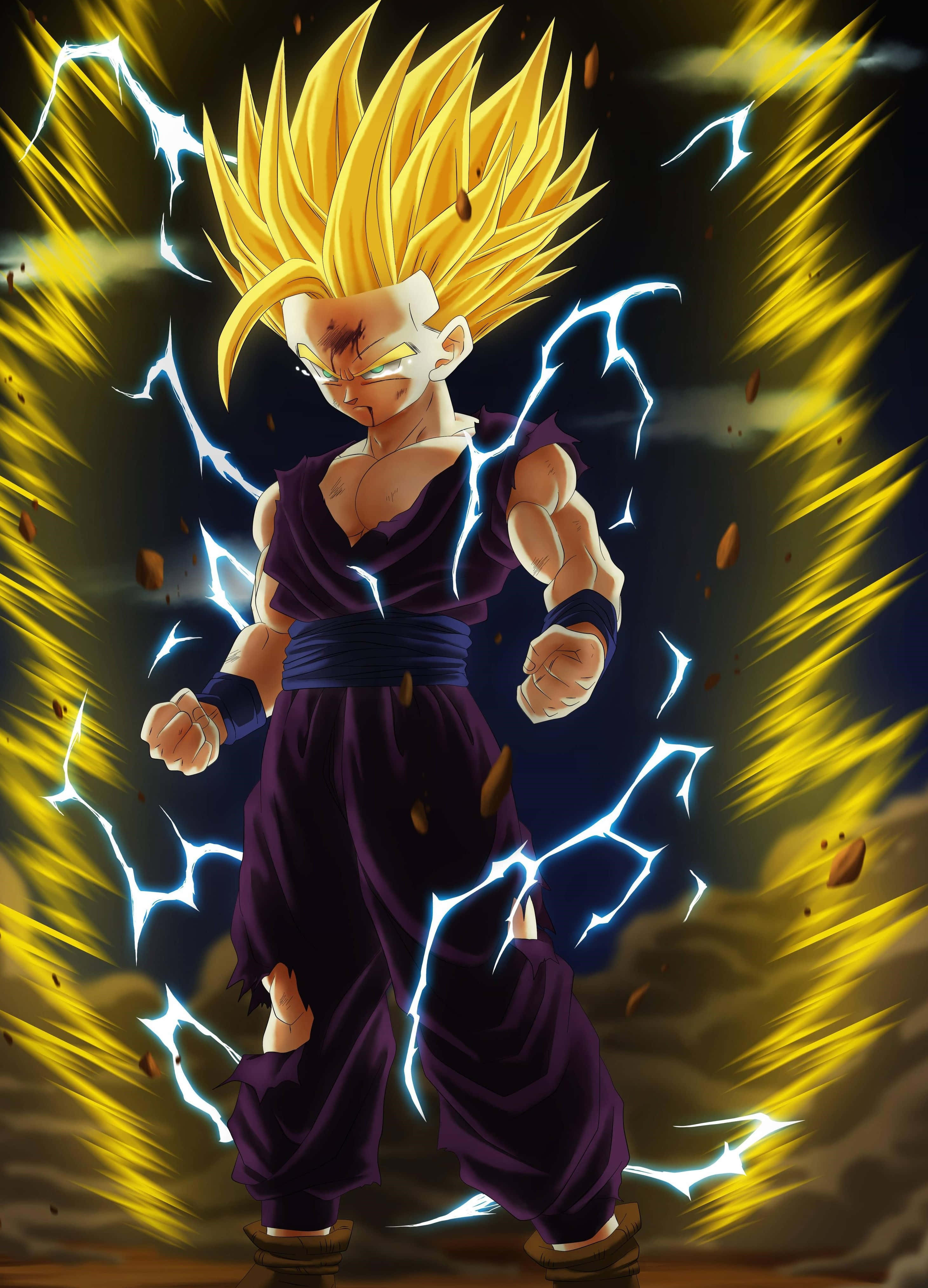 Gohan, Super Saiyan 2, purple gi, 4K Phone Wallpaper