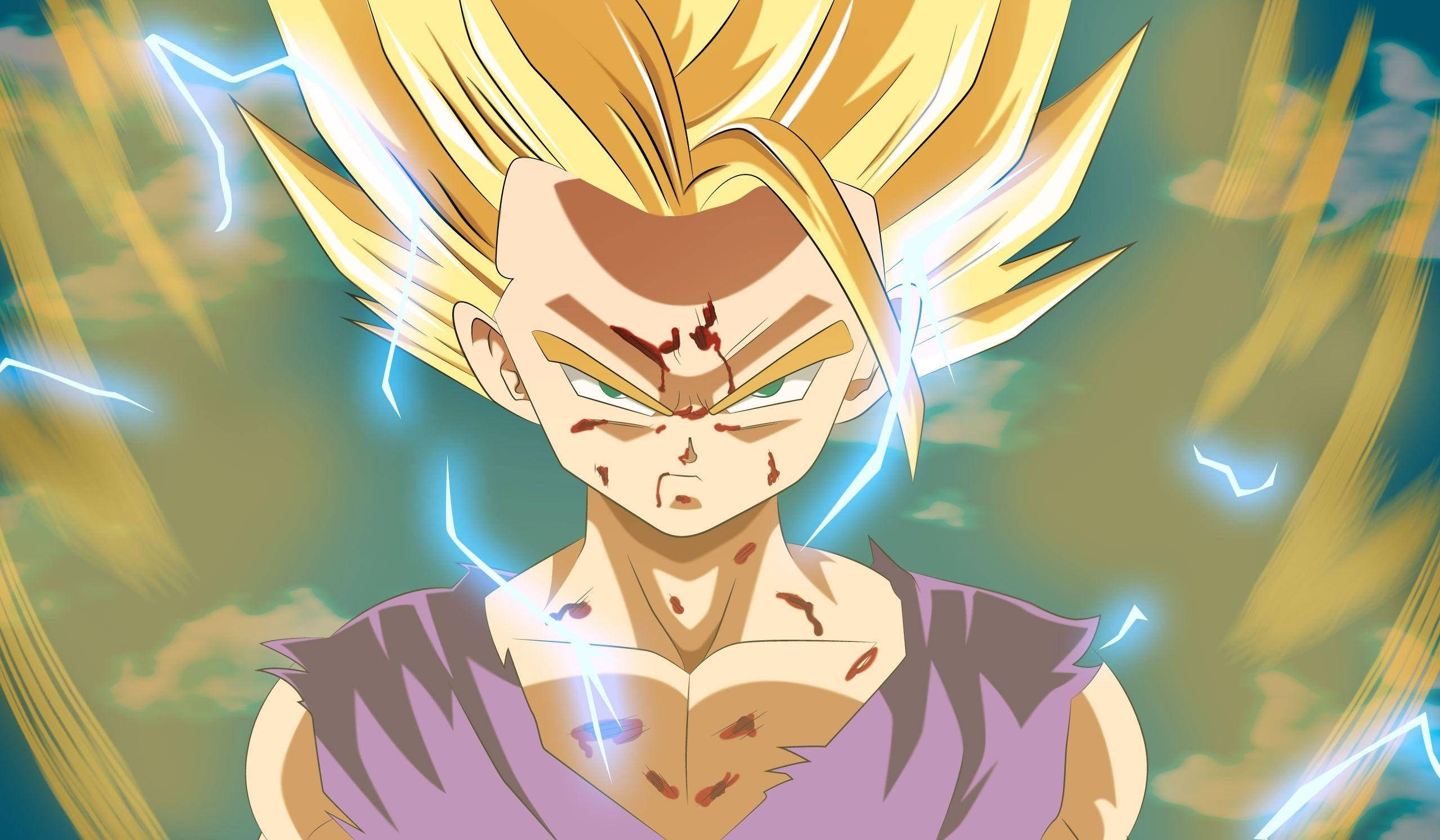 Gohan, Super Saiyan 2, spiky golden hair, 2K Desktop Wallpaper