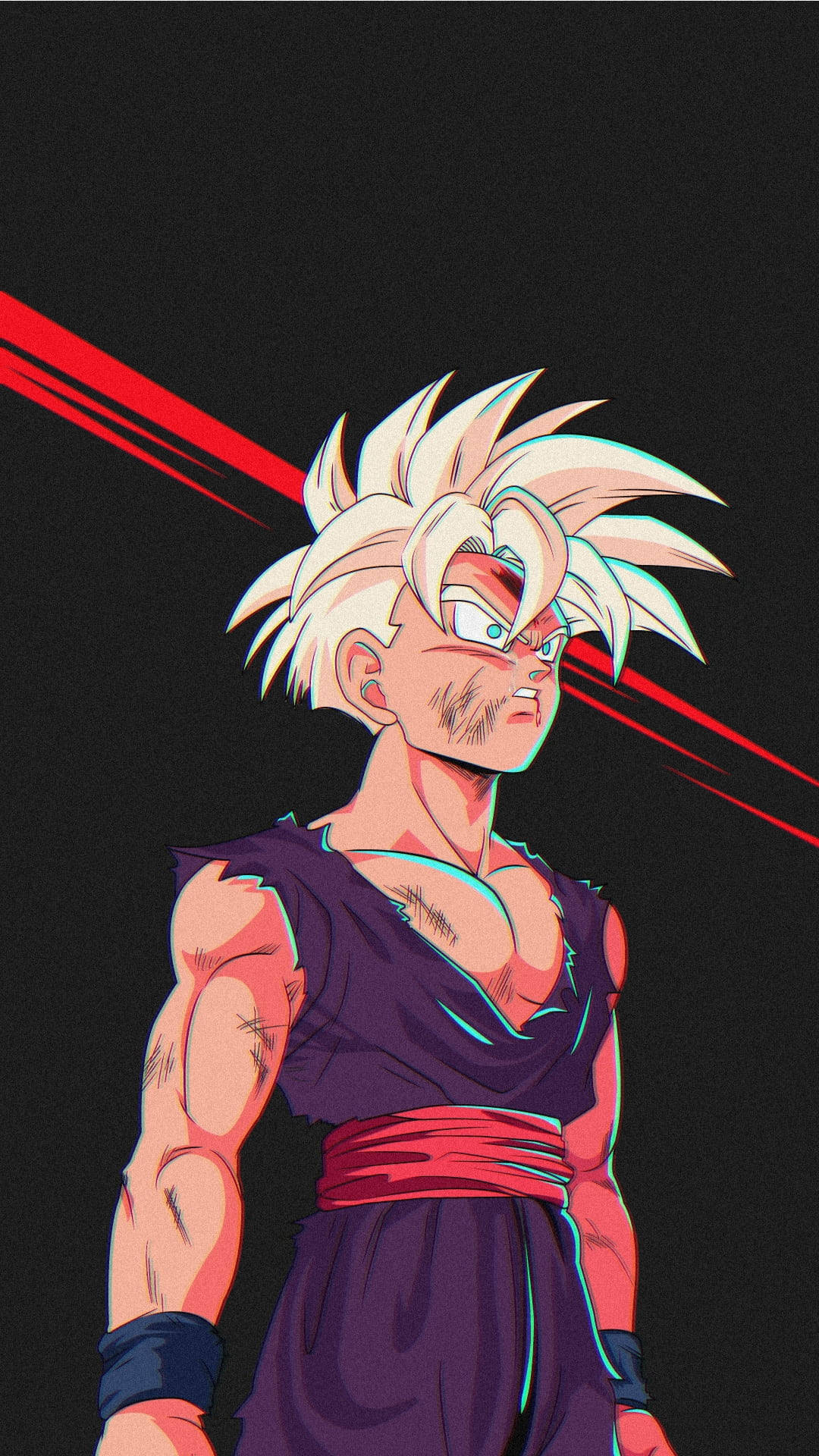 Gohan Super Saiyan 2, spiky white hair, glowing eyes, Full HD Phone Wallpaper