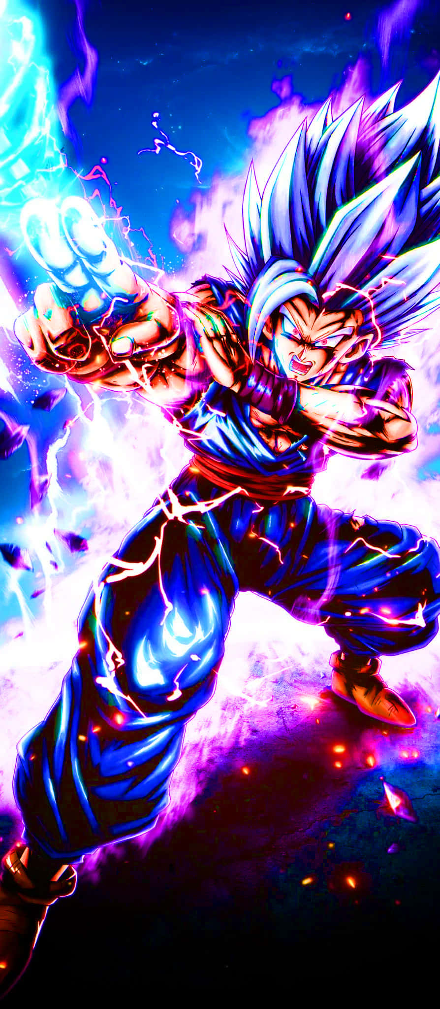 Gohan, Super Saiyan 2, blue aesthetic, Full HD Phone Wallpaper