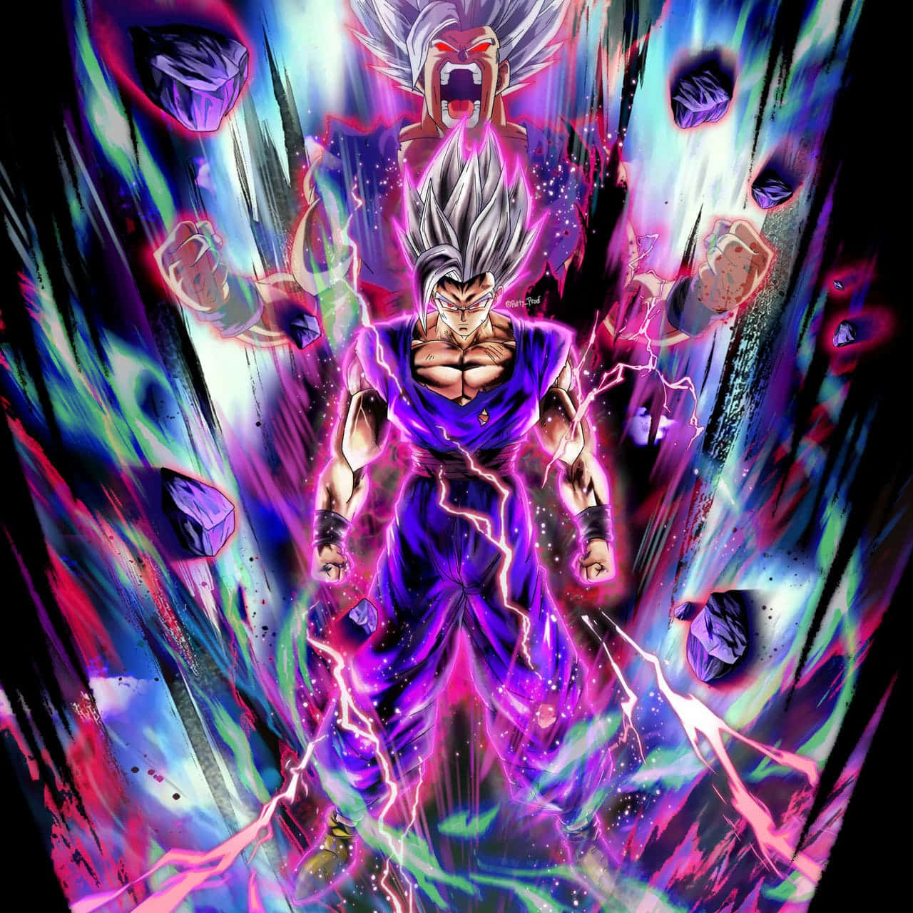 Gohan, Super Saiyan 2, violet energy, HD Desktop Wallpaper