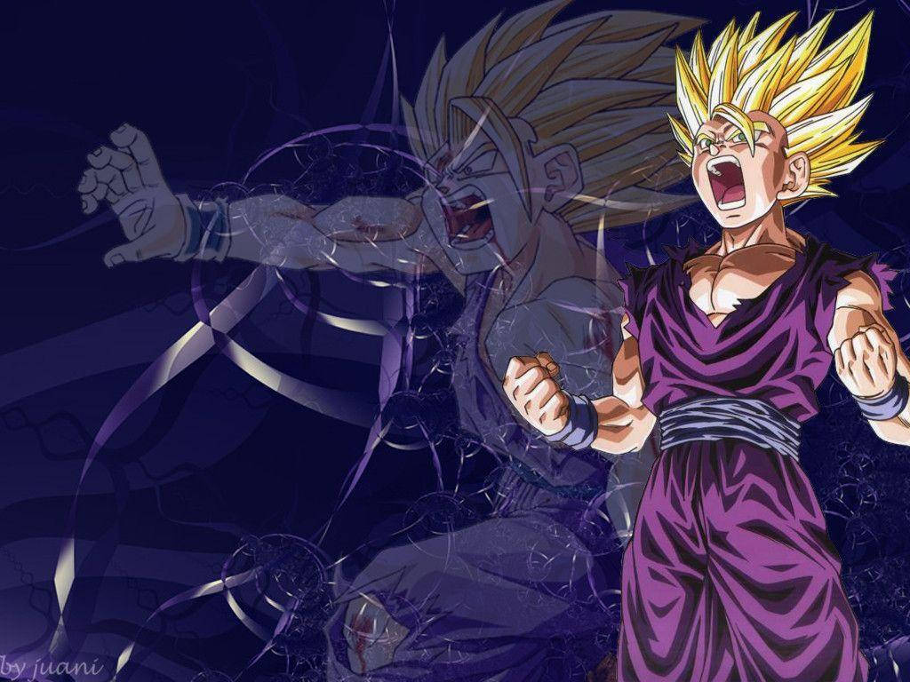 Gohan, Super Saiyan 2, spiky golden hair, SD Desktop Wallpaper