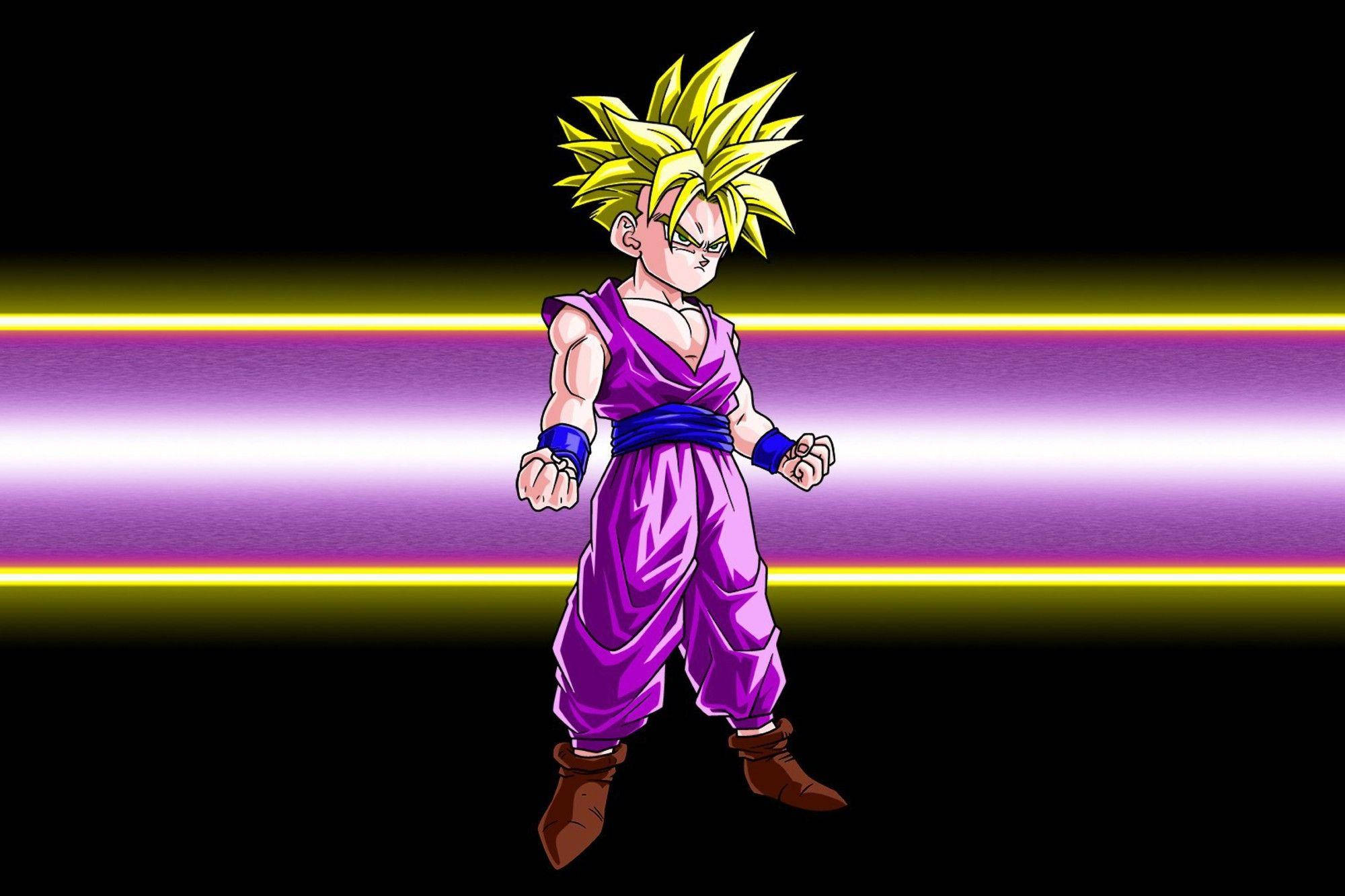 Gohan Super Saiyan 2, purple gi, spiky-haired anime warrior, Full HD Desktop Wallpaper