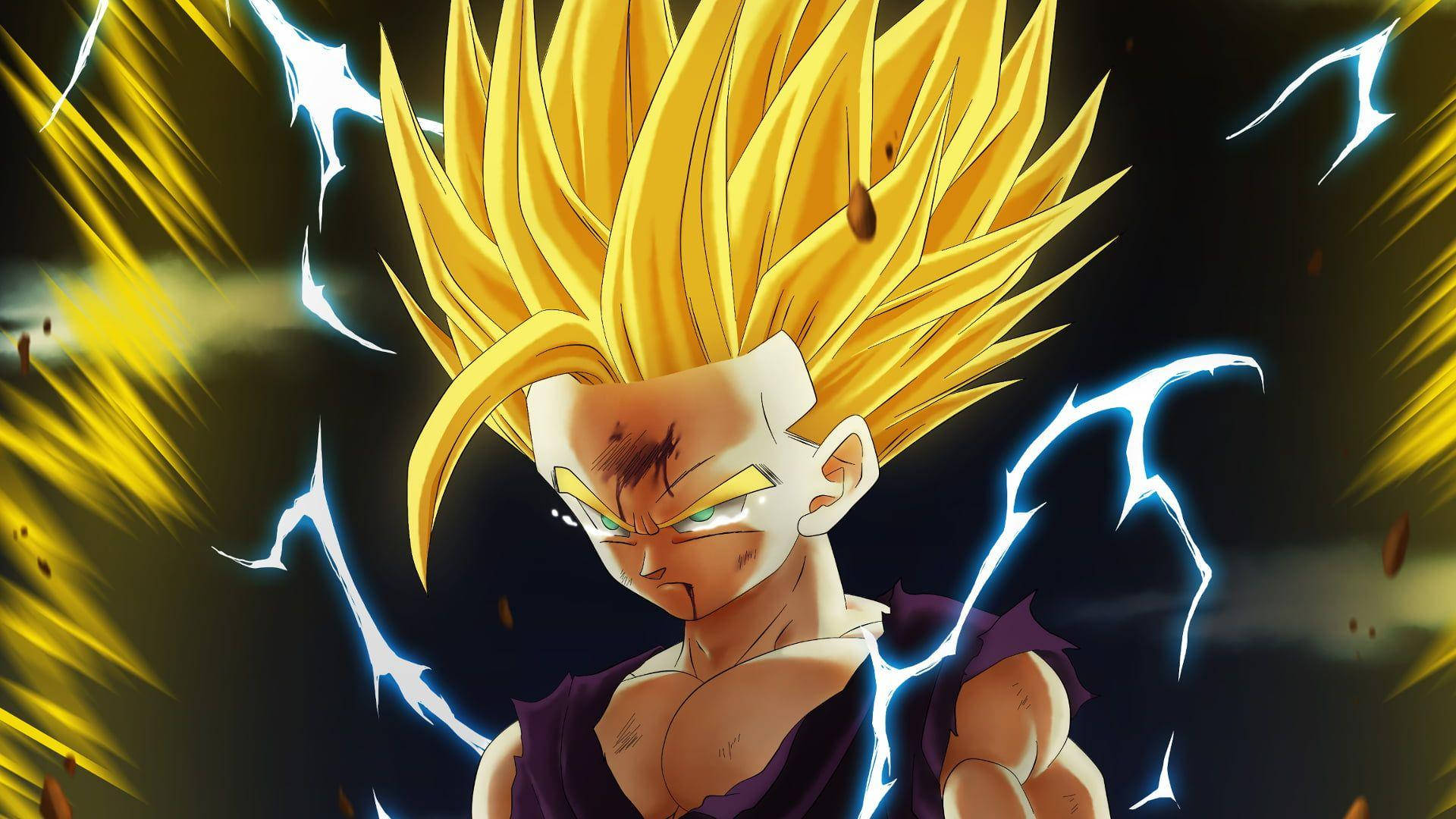 Gohan, Super Saiyan 2, spiky golden hair, Full HD Desktop Wallpaper