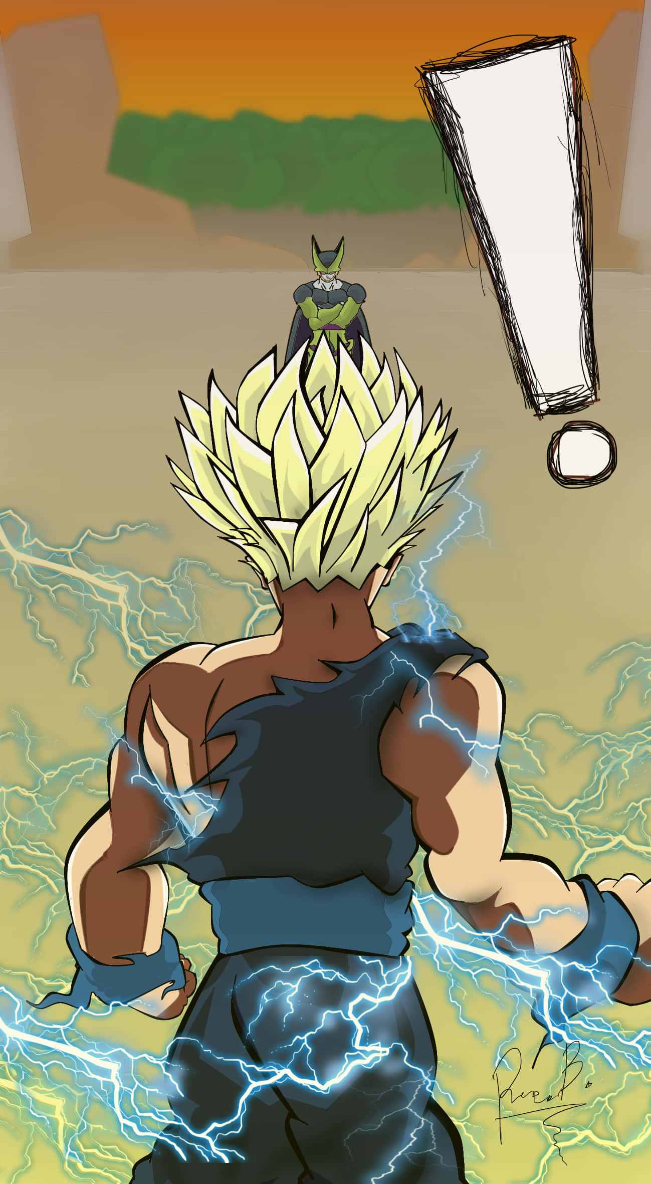 Gohan, spiky-haired warrior, lightning crackling, Full HD Phone Wallpaper