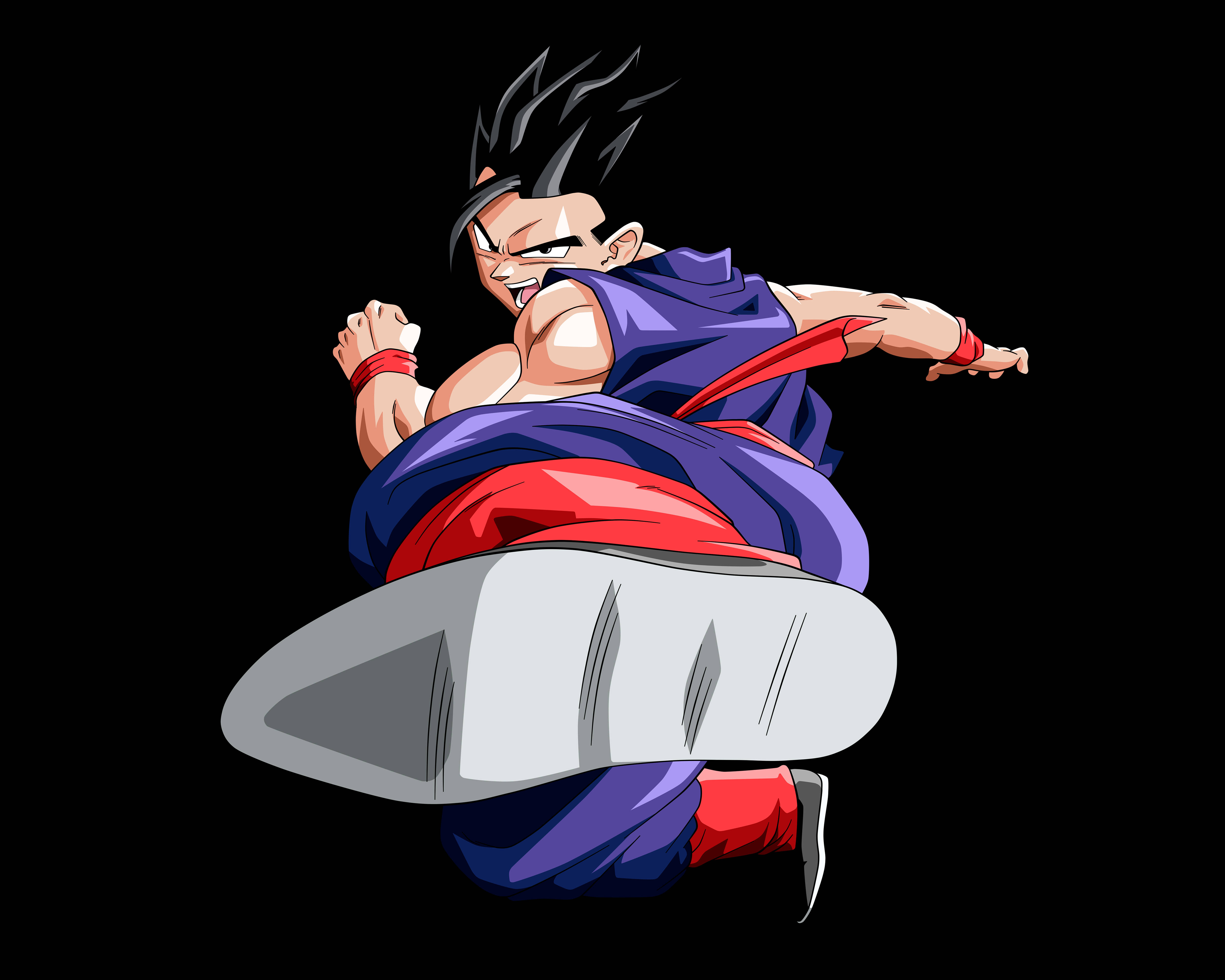 Gohan, purple and red gi, flying kick, 4K Desktop Wallpaper