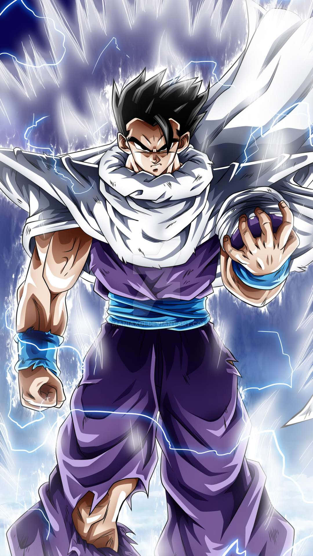 Gohan, spiky black hair, purple gi, Full HD Phone Wallpaper