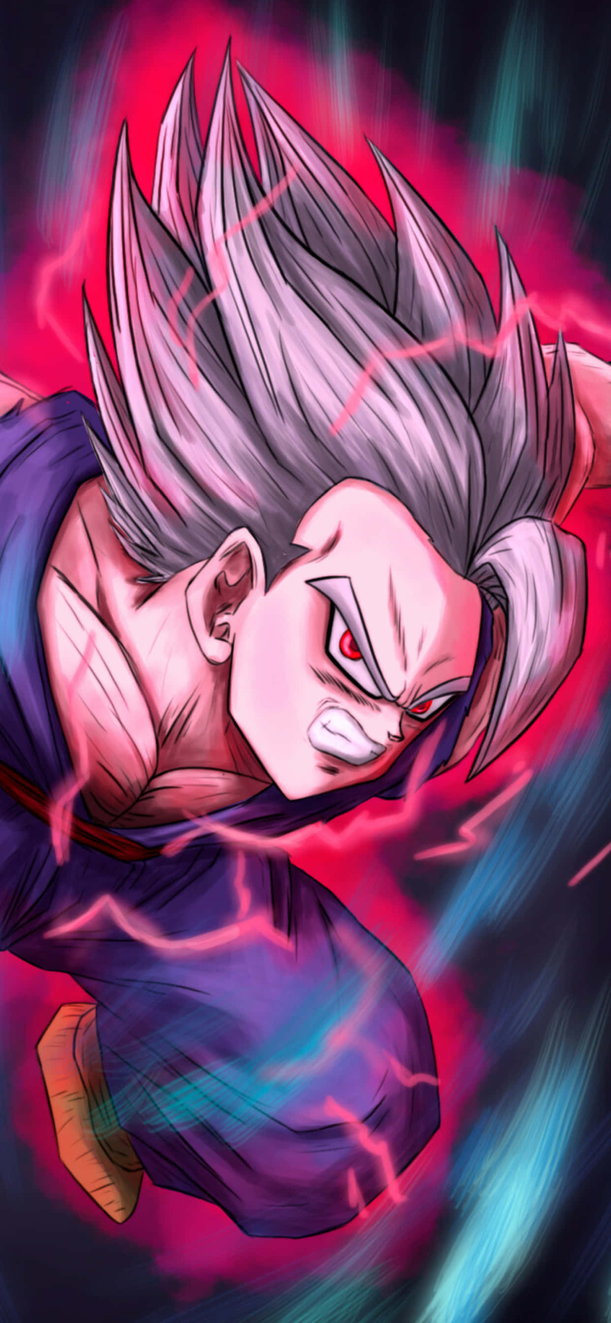 Gohan, pink, silver hair, 2K Phone Wallpaper