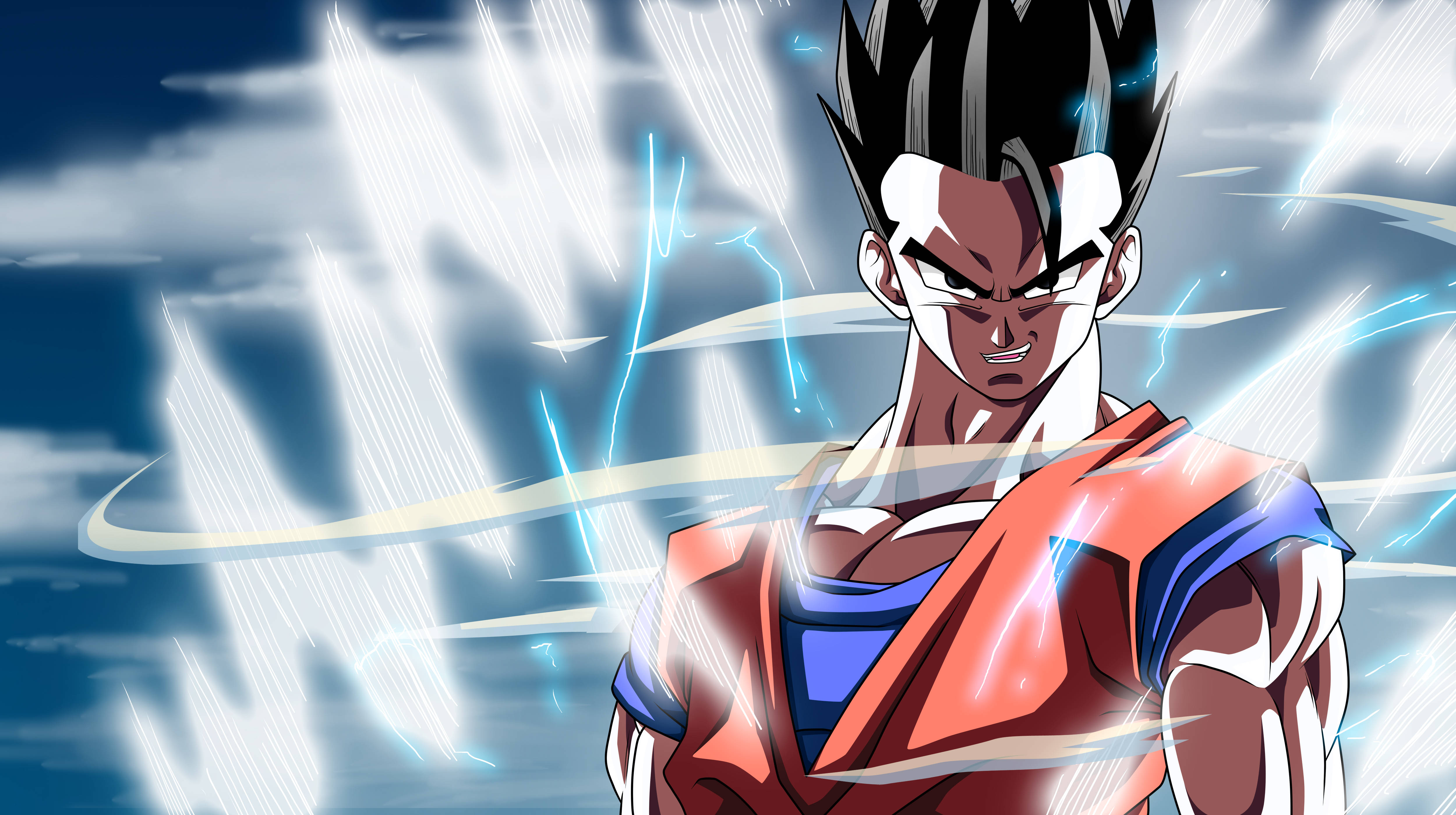 Gohan, spiky hair, glowing aura, 4K Desktop Wallpaper