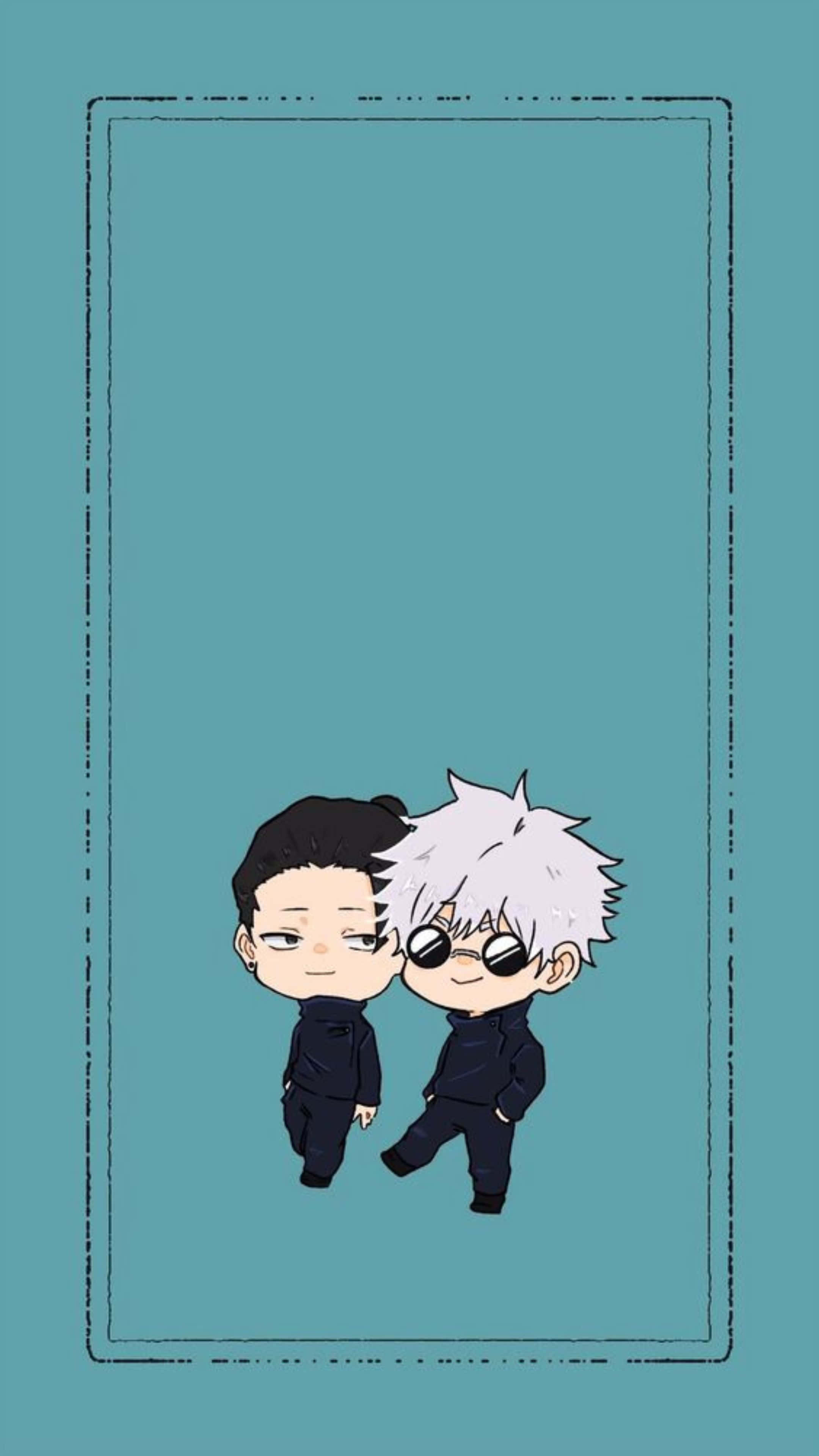 chibi style, Gojo, Geto, 4K Phone Wallpaper