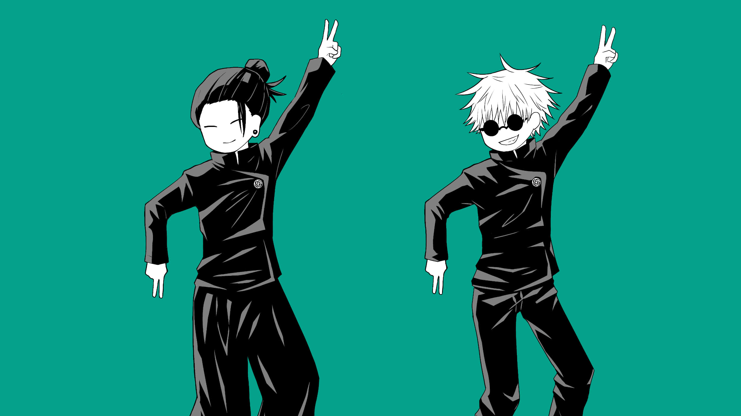 Gojo, Geto, victory pose, Full HD Desktop Wallpaper