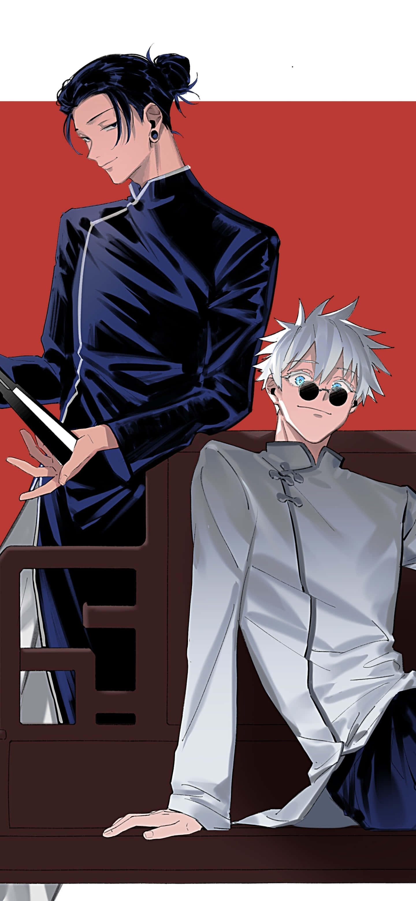 Gojo, Geto, black hair, 2K Phone Wallpaper