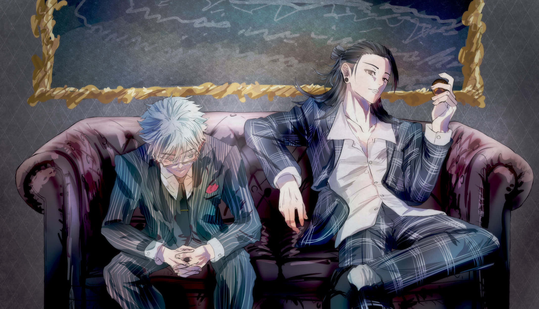 Gojo, Geto, velvet couch, Full HD Desktop Wallpaper