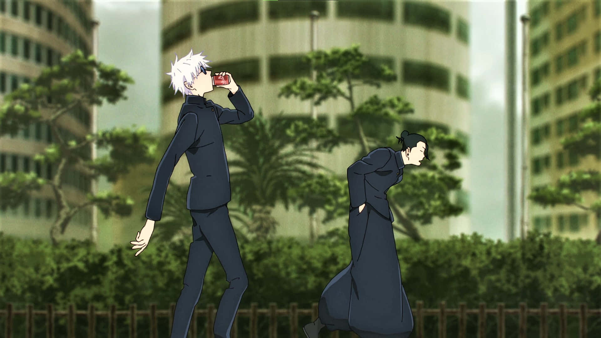 Gojo, Geto, dark uniforms, Full HD Desktop Wallpaper