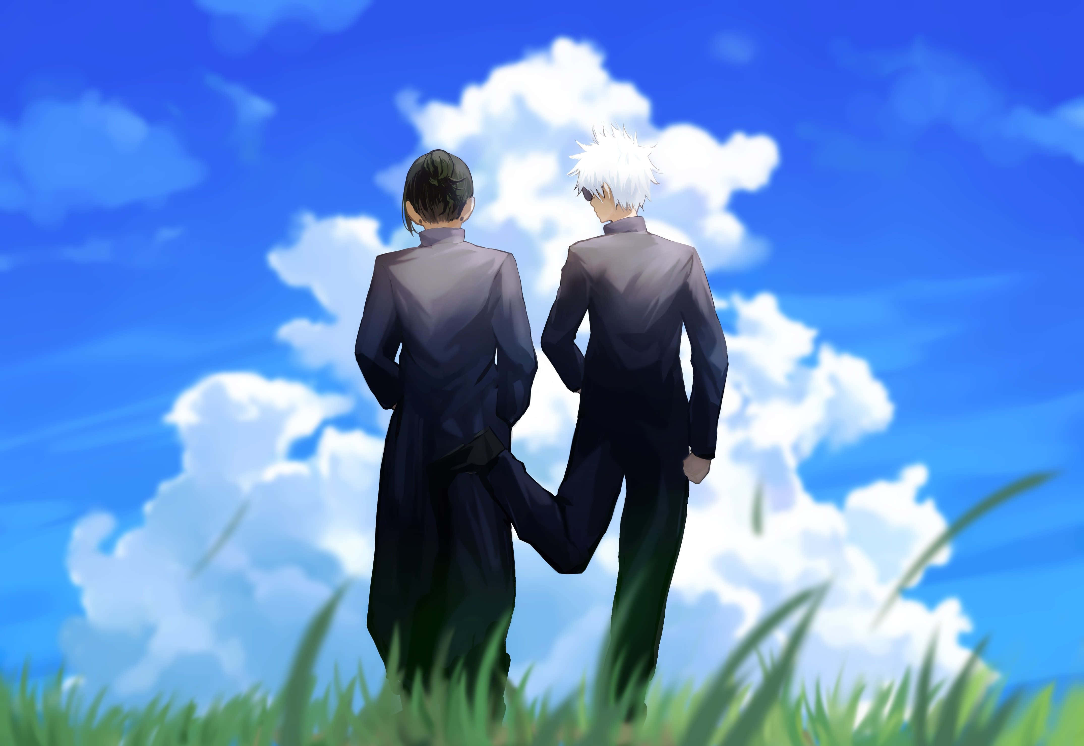Gojo, Geto, dark suits, 4K Desktop Wallpaper