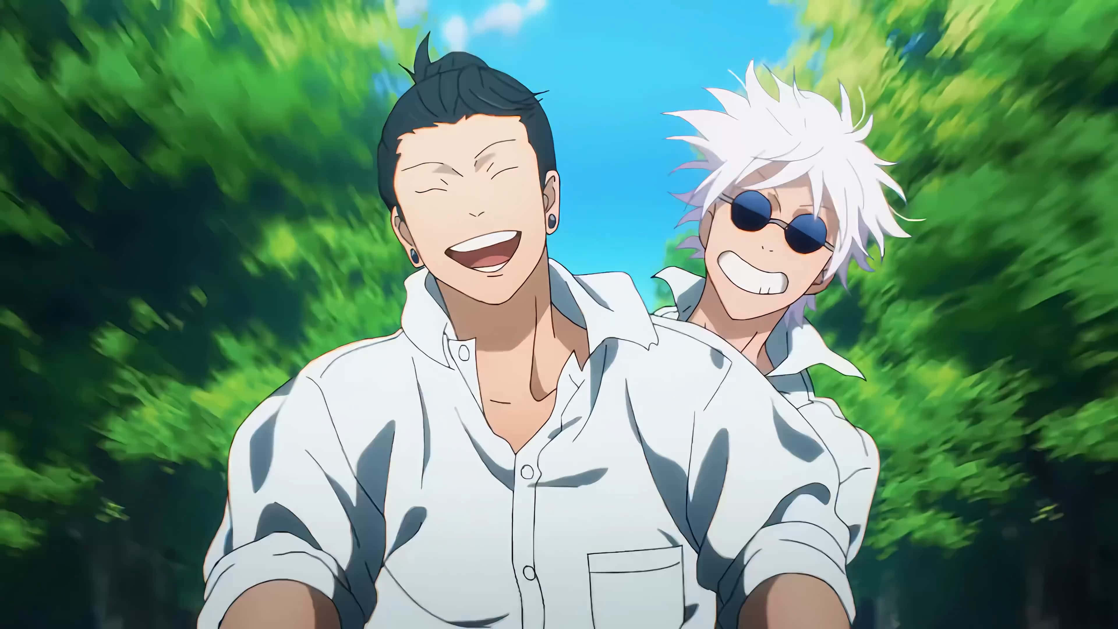 Gojo, Geto, smiling, 4K Desktop Wallpaper