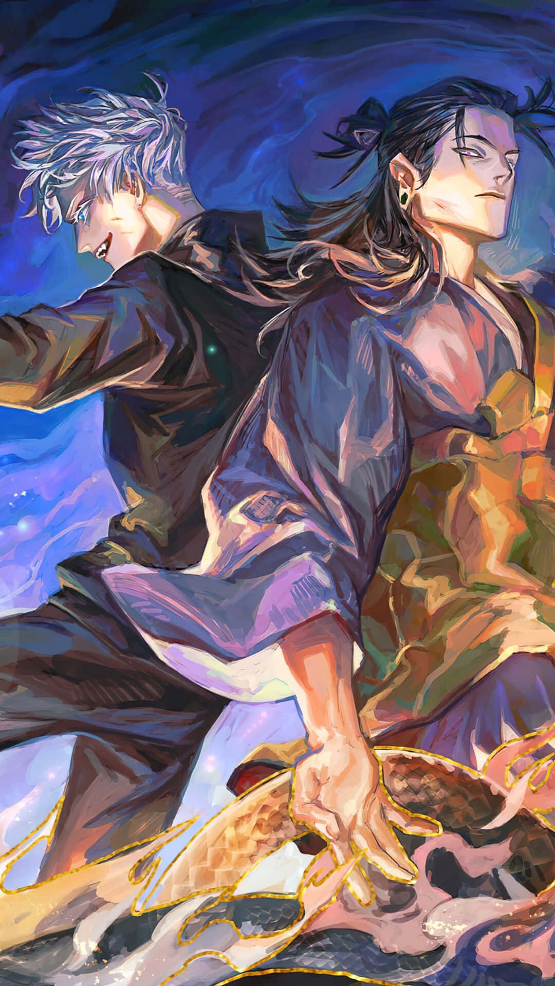 Gojo, Geto, dynamic pose, Full HD Phone Wallpaper