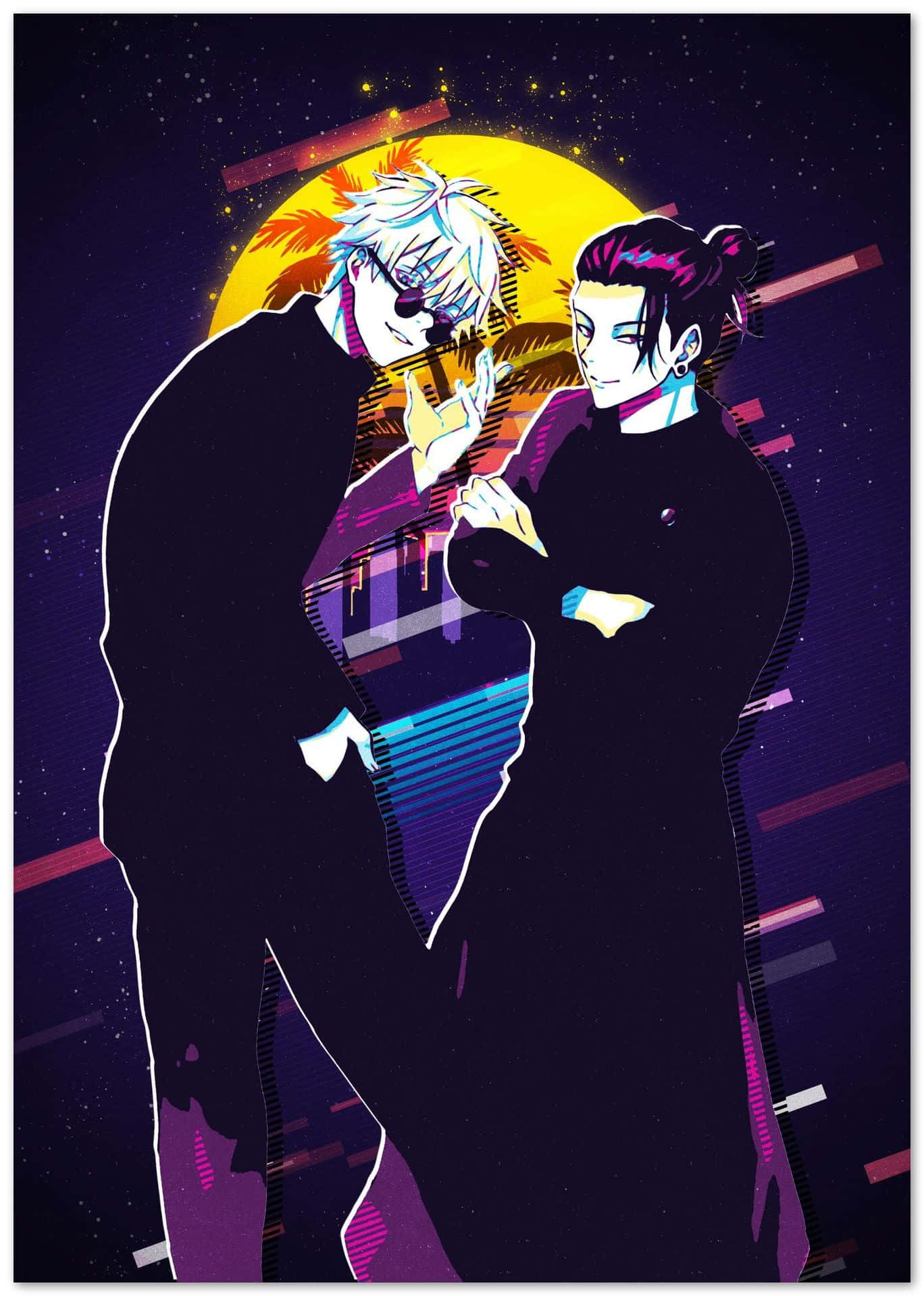 Gojo, Geto, glowing yellow sun, HD Phone Wallpaper