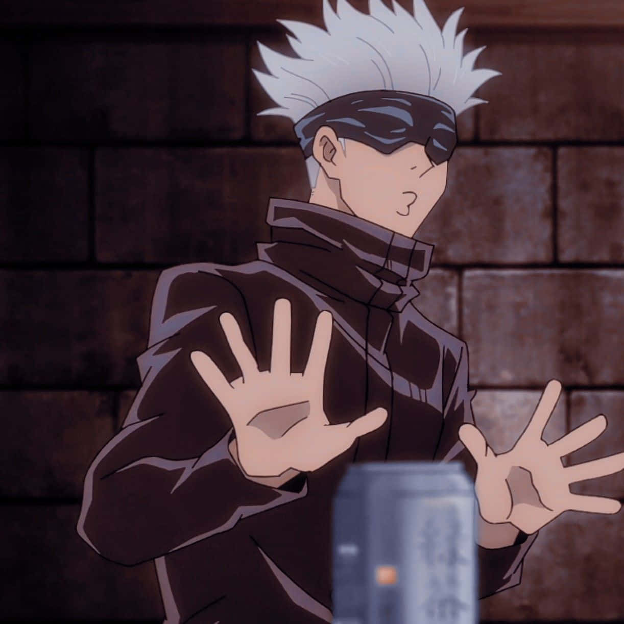 Gojo, spiky-haired anime character, dark coat, SD Desktop Wallpaper