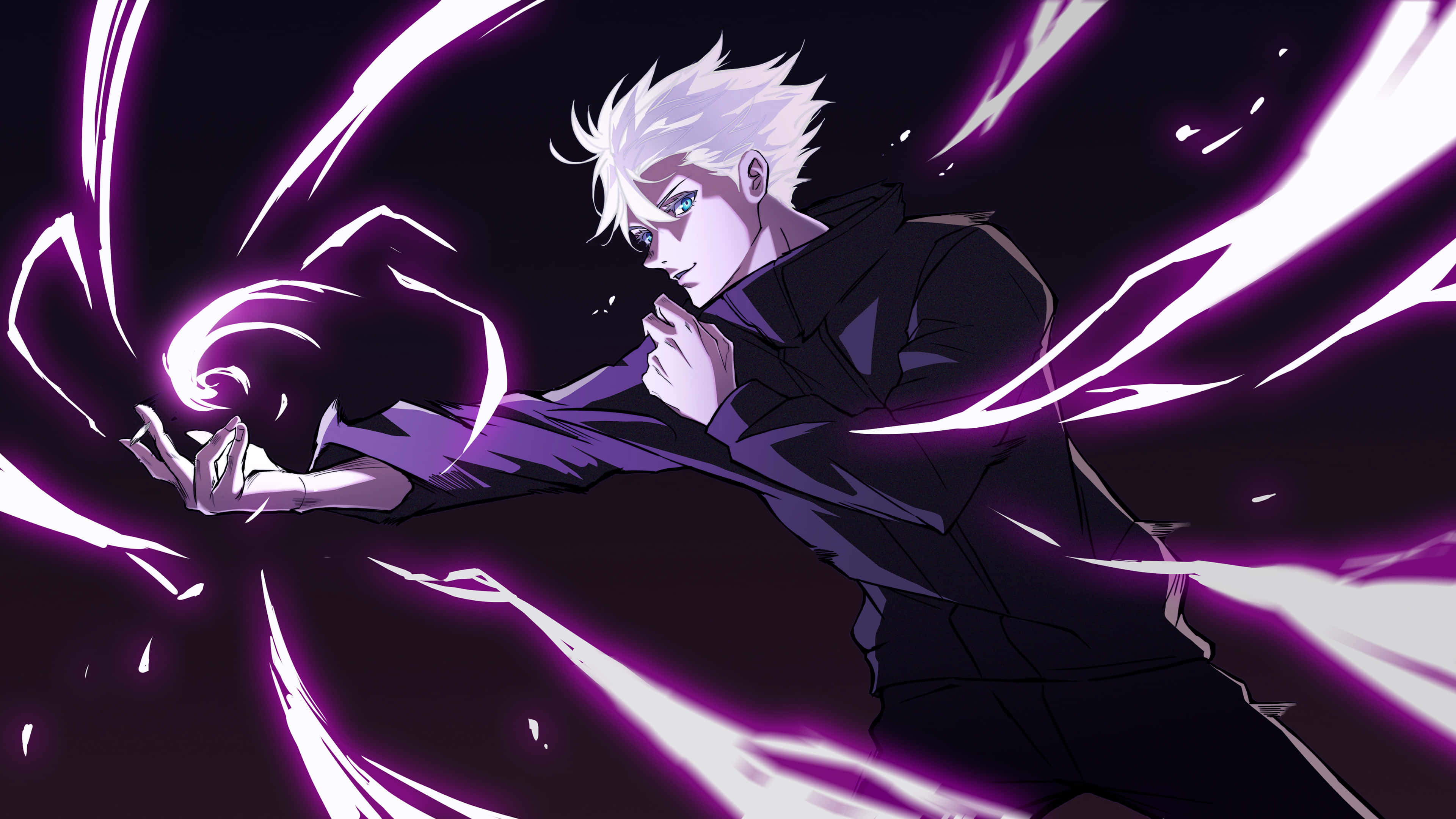 Gojo, purple power, glowing purple energy, 4K Desktop Wallpaper