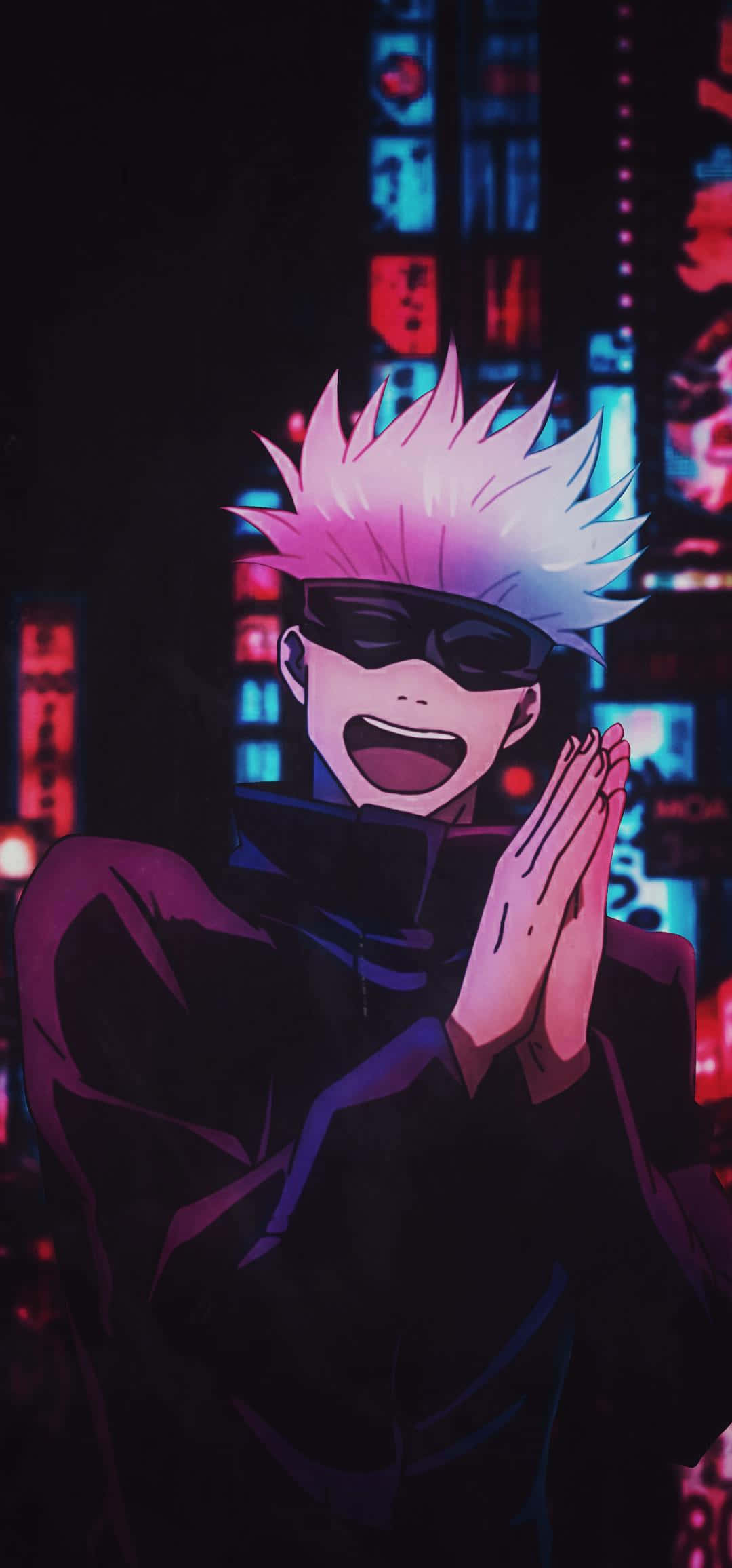 Gojo, spiky pink hair, black goggles, Full HD Phone Wallpaper