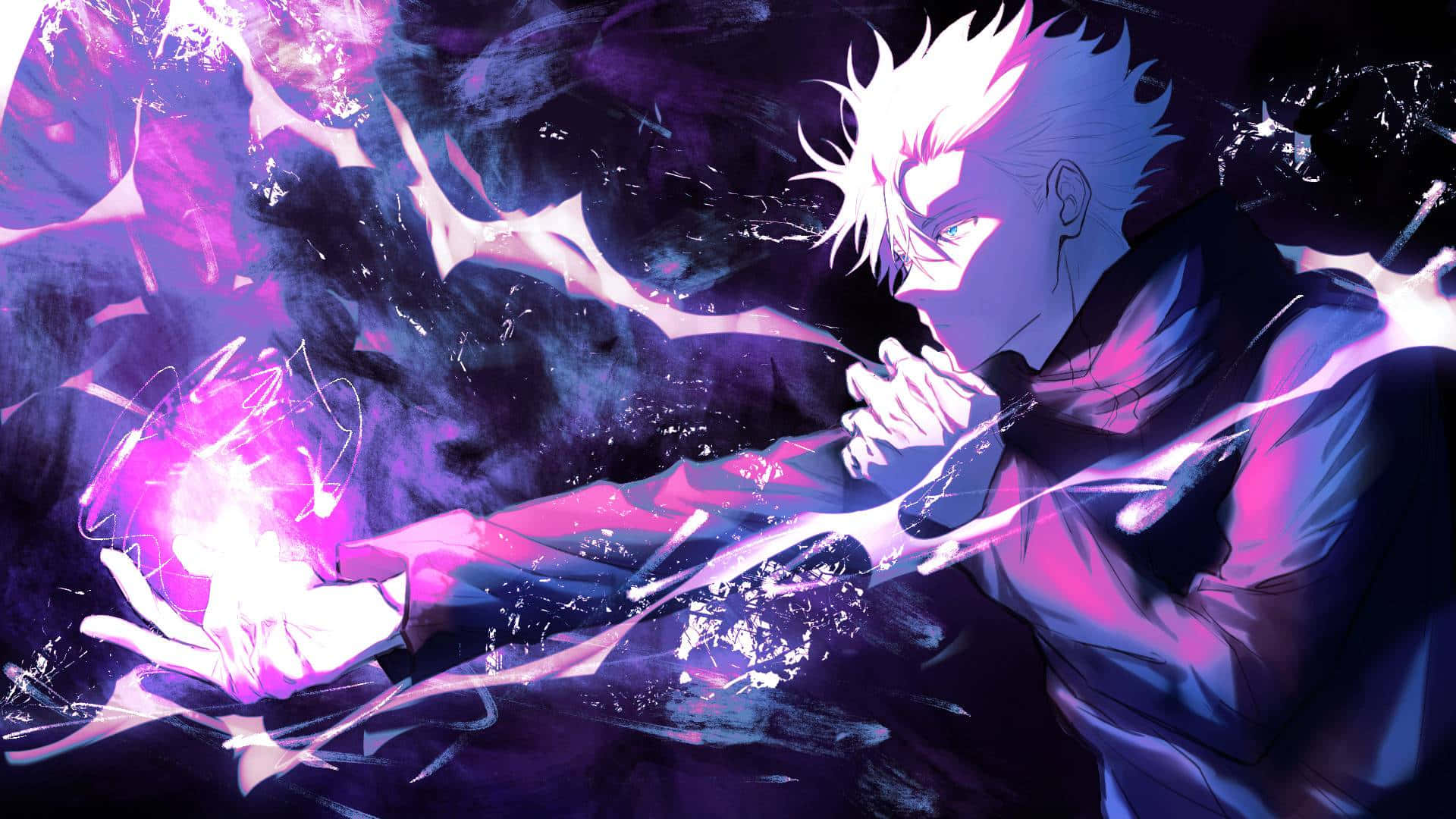 Gojo, purple, spiky-haired anime character, Full HD Desktop Wallpaper