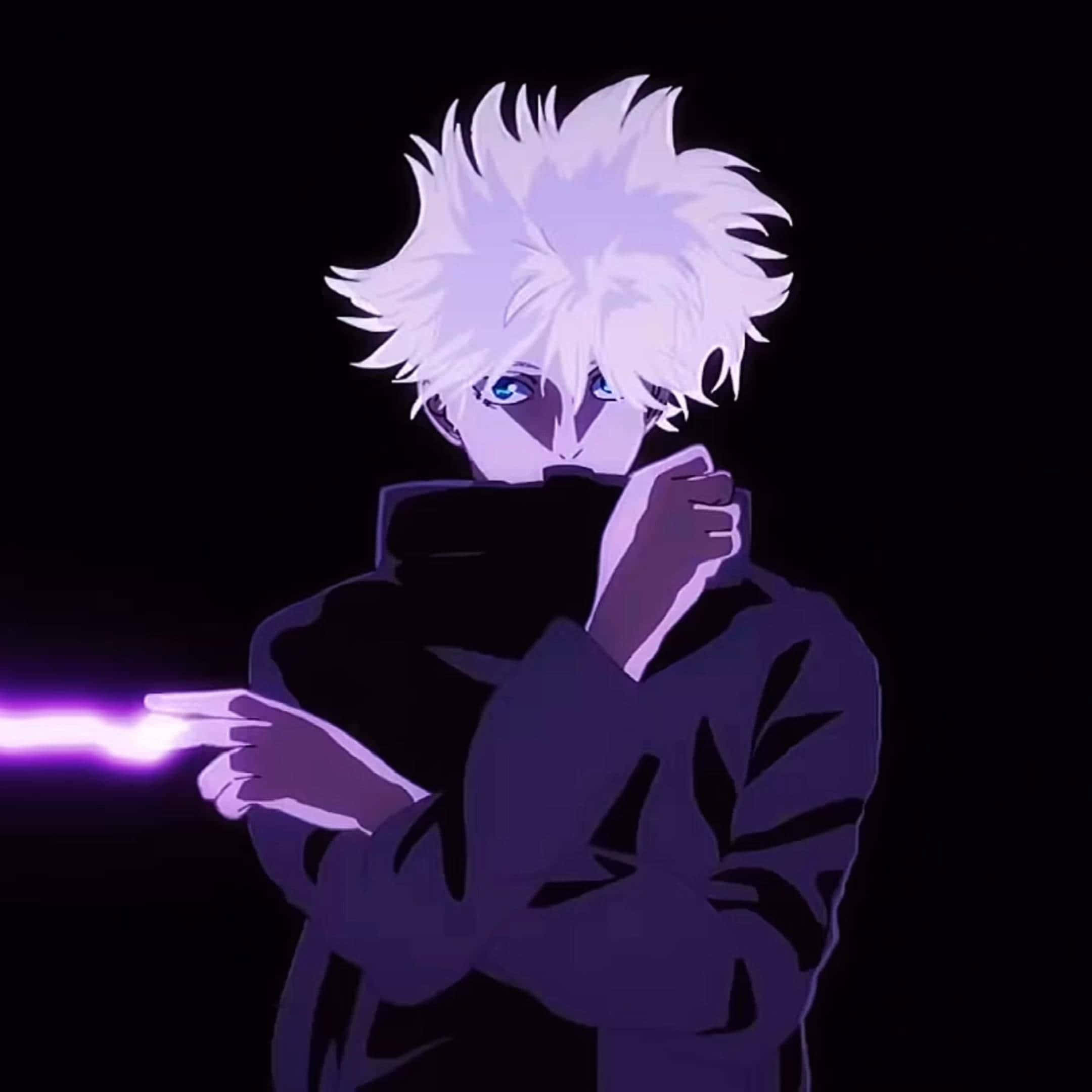 Gojo, purple spark, spiky-haired anime character, Full HD Desktop Wallpaper