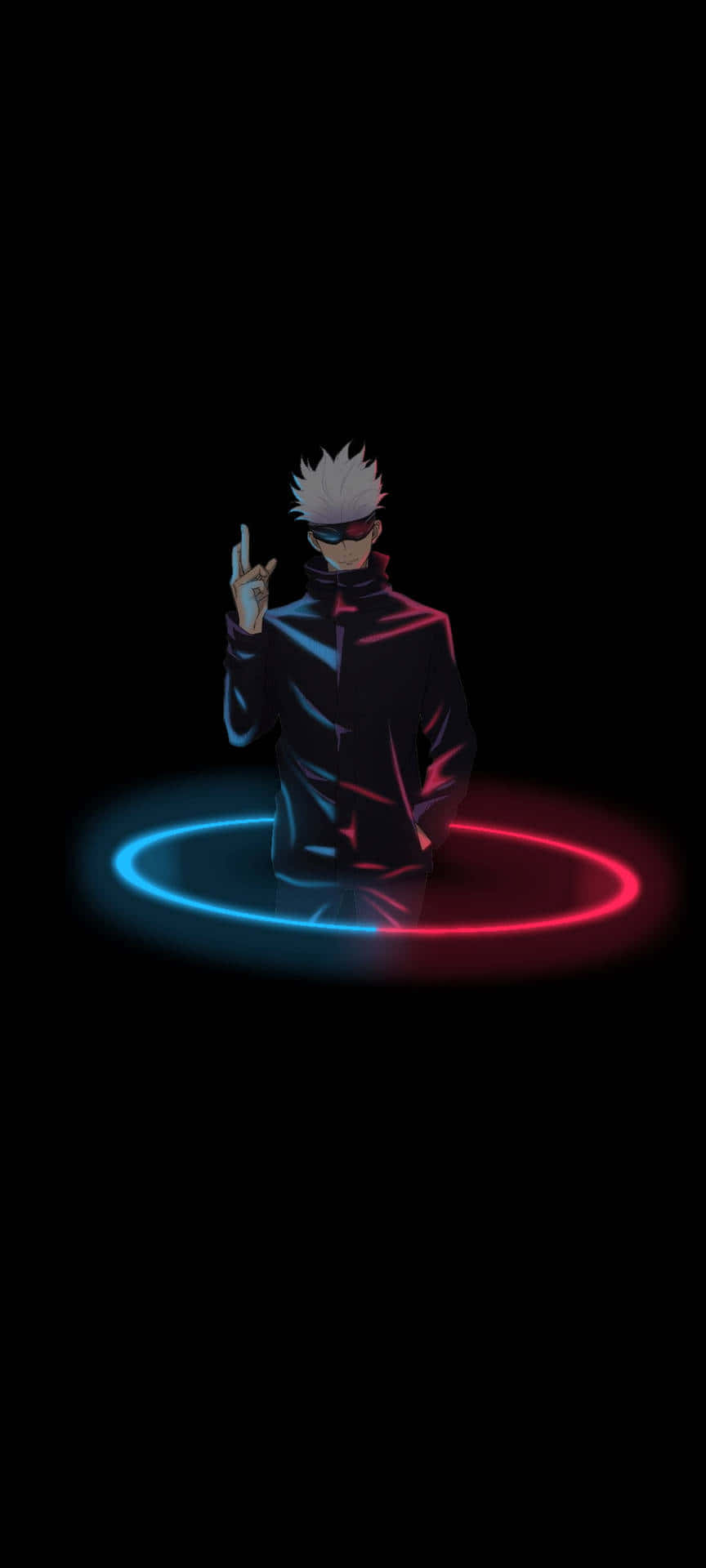 Gojo, red and blue rings, white hair, Full HD Phone Wallpaper