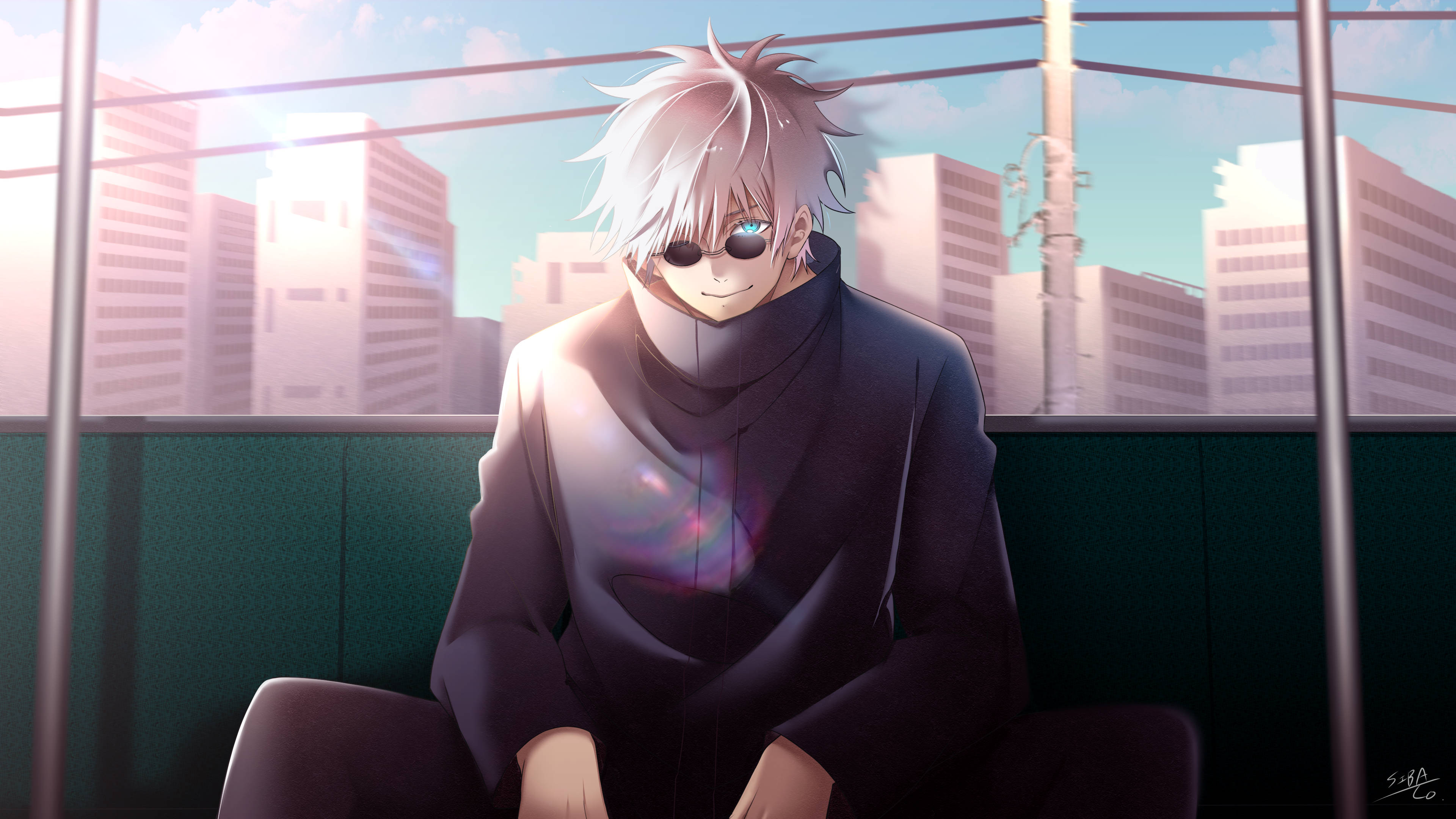 Gojo Satoru, silver-haired, glowing eyes, 4K Desktop Wallpaper