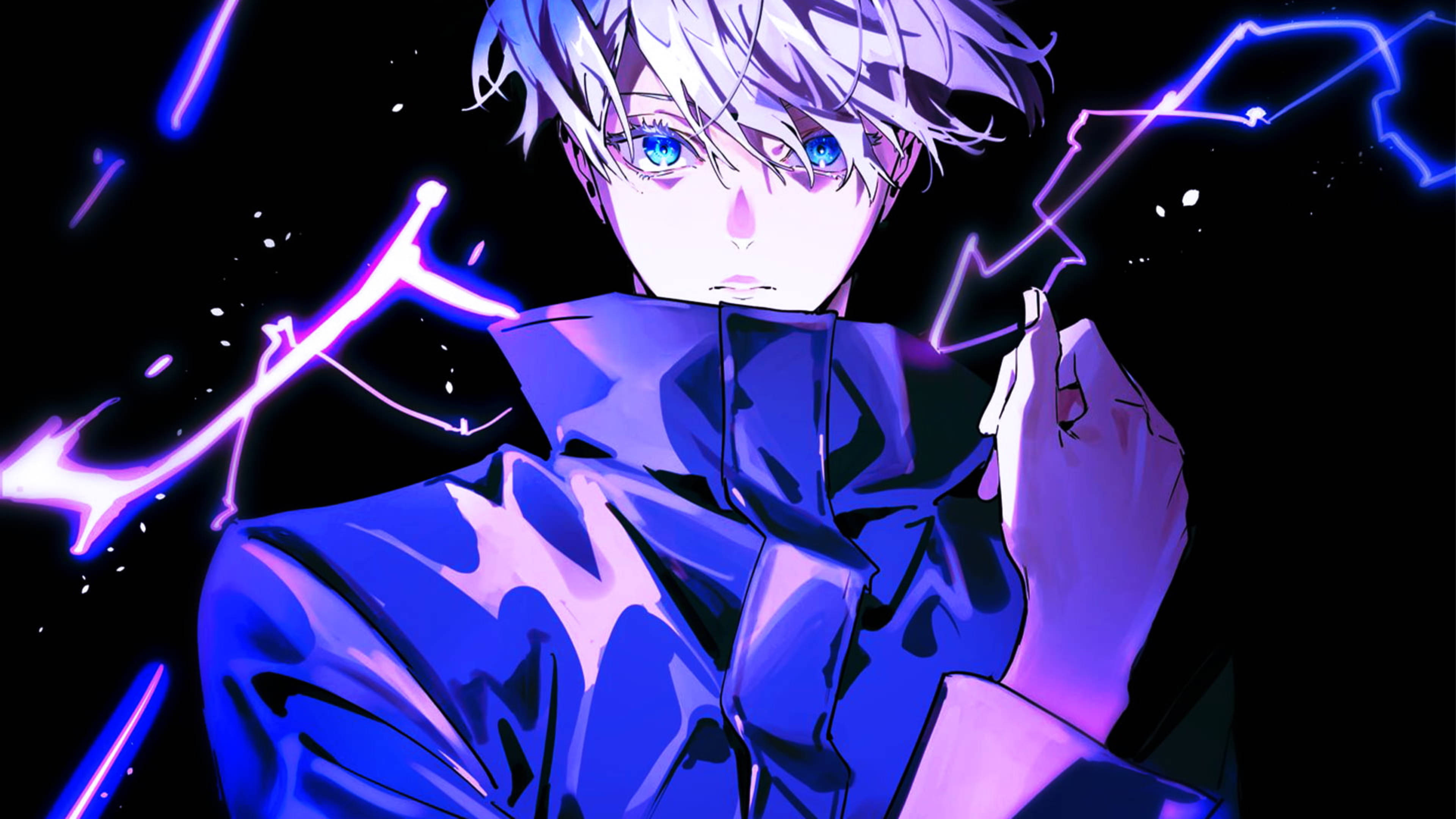 Gojo Satoru, grape tone, silver hair, 4K Desktop Wallpaper