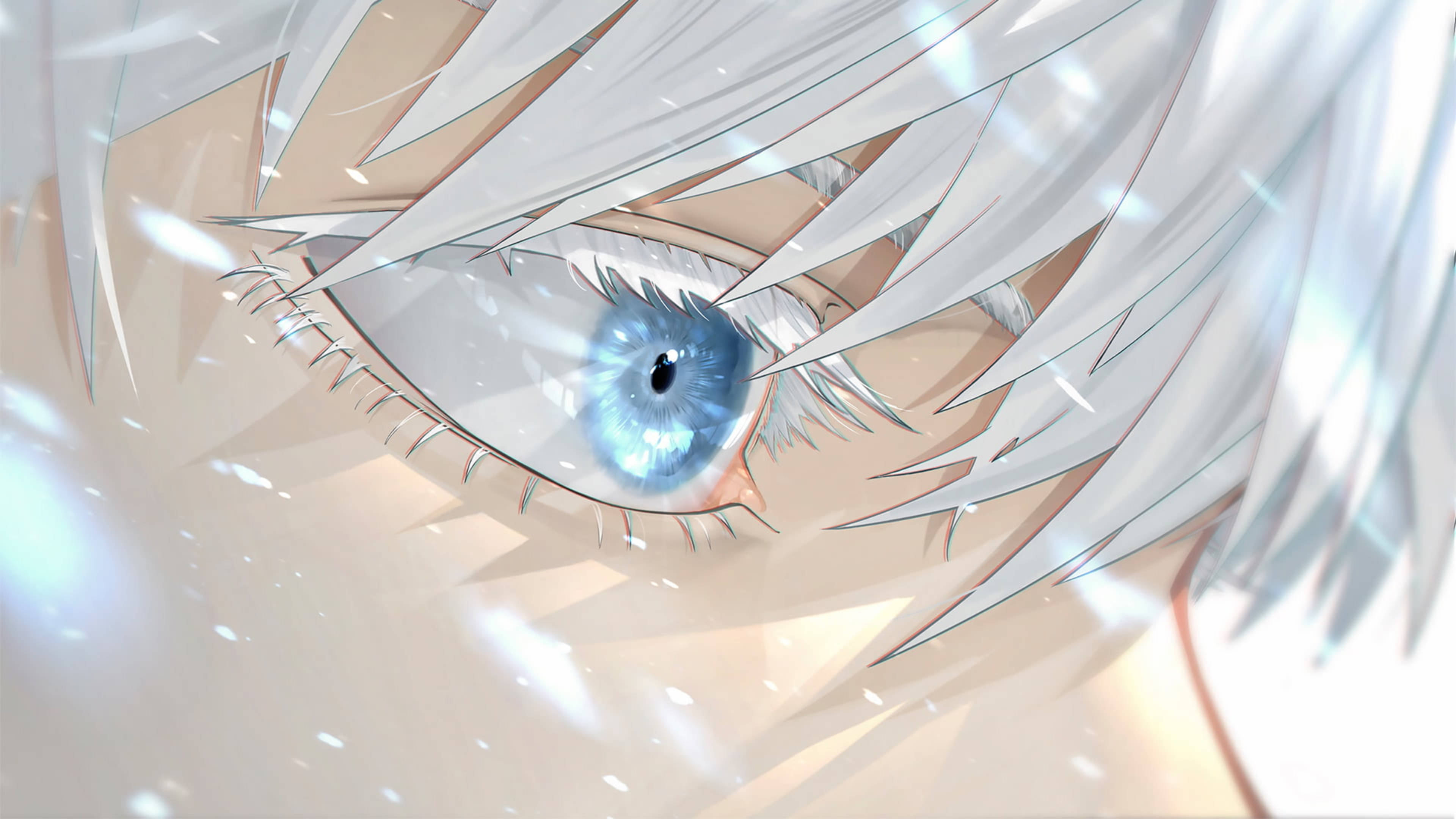 Gojo Satoru, icy blue iris, sharp white hair, 4K Desktop Wallpaper