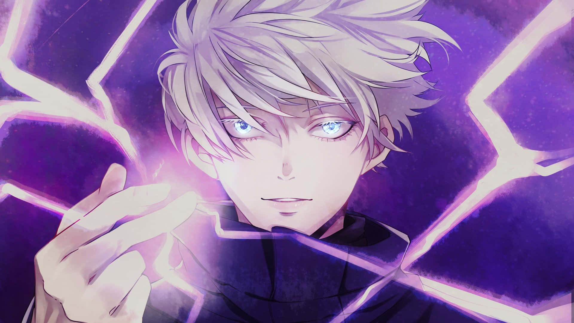 Gojo Satoru, hollow purple mode, purple lightning energy, Full HD Desktop Wallpaper