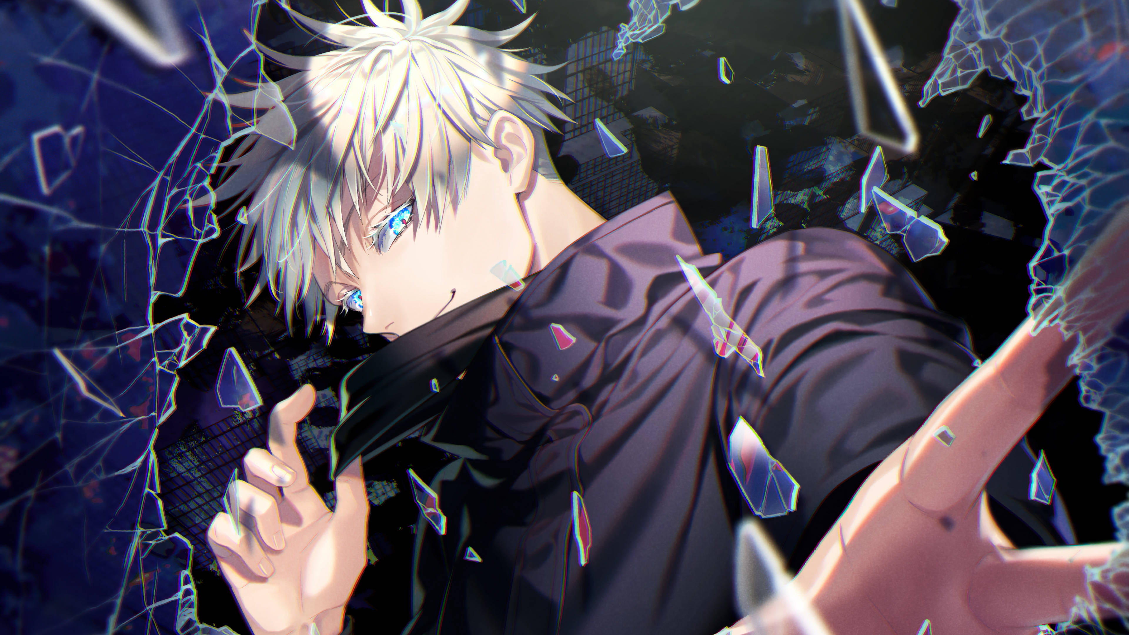Gojo Satoru, silver-haired, blue eyes, 4K Desktop Wallpaper