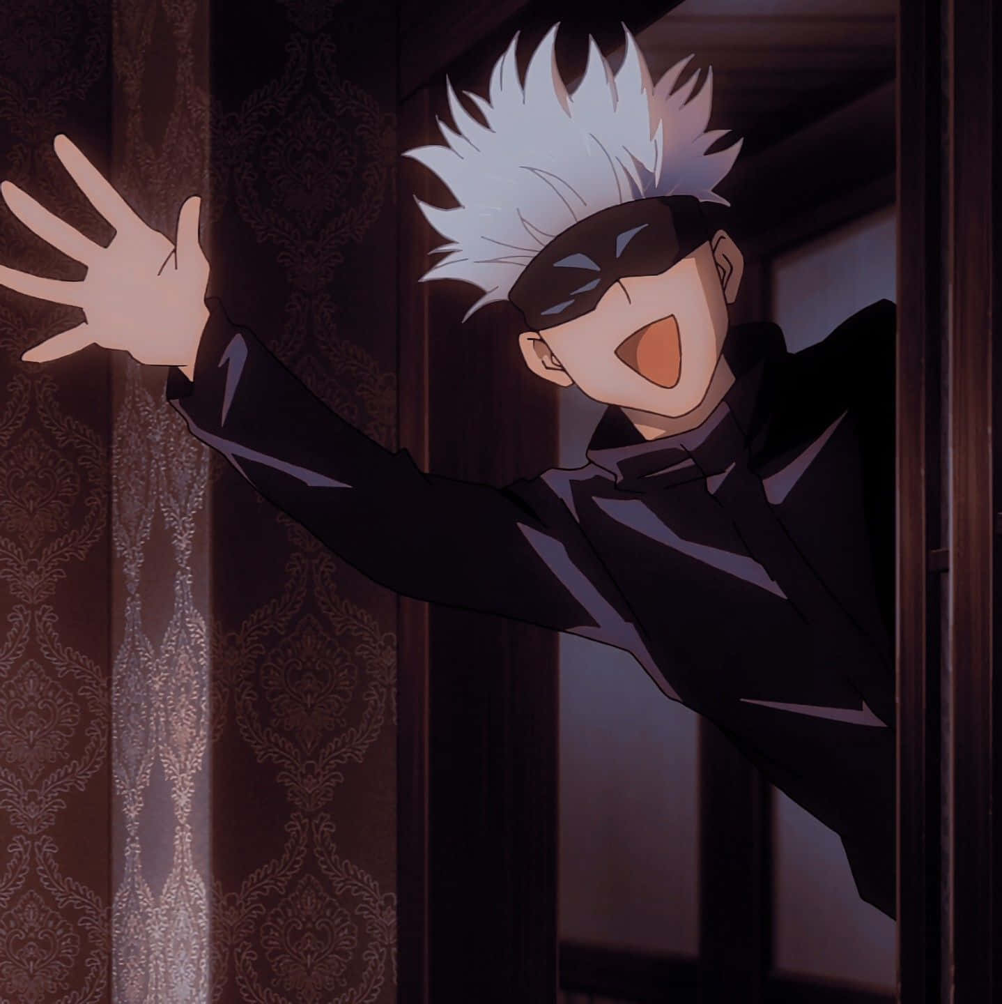 Gojo Satoru, spiky white-haired, black suit, HD Phone Wallpaper