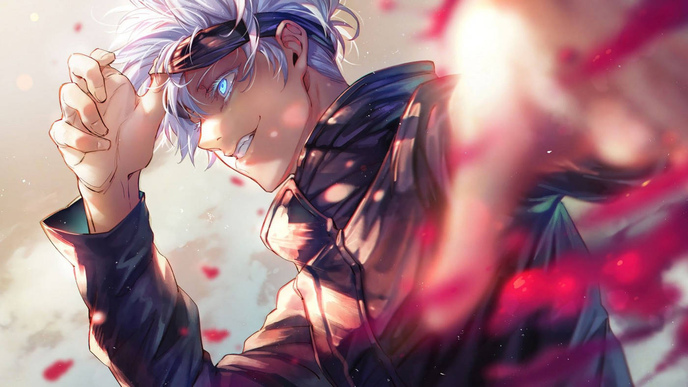 Gojo Satoru, silver hair, blue eyes, HD Desktop Wallpaper