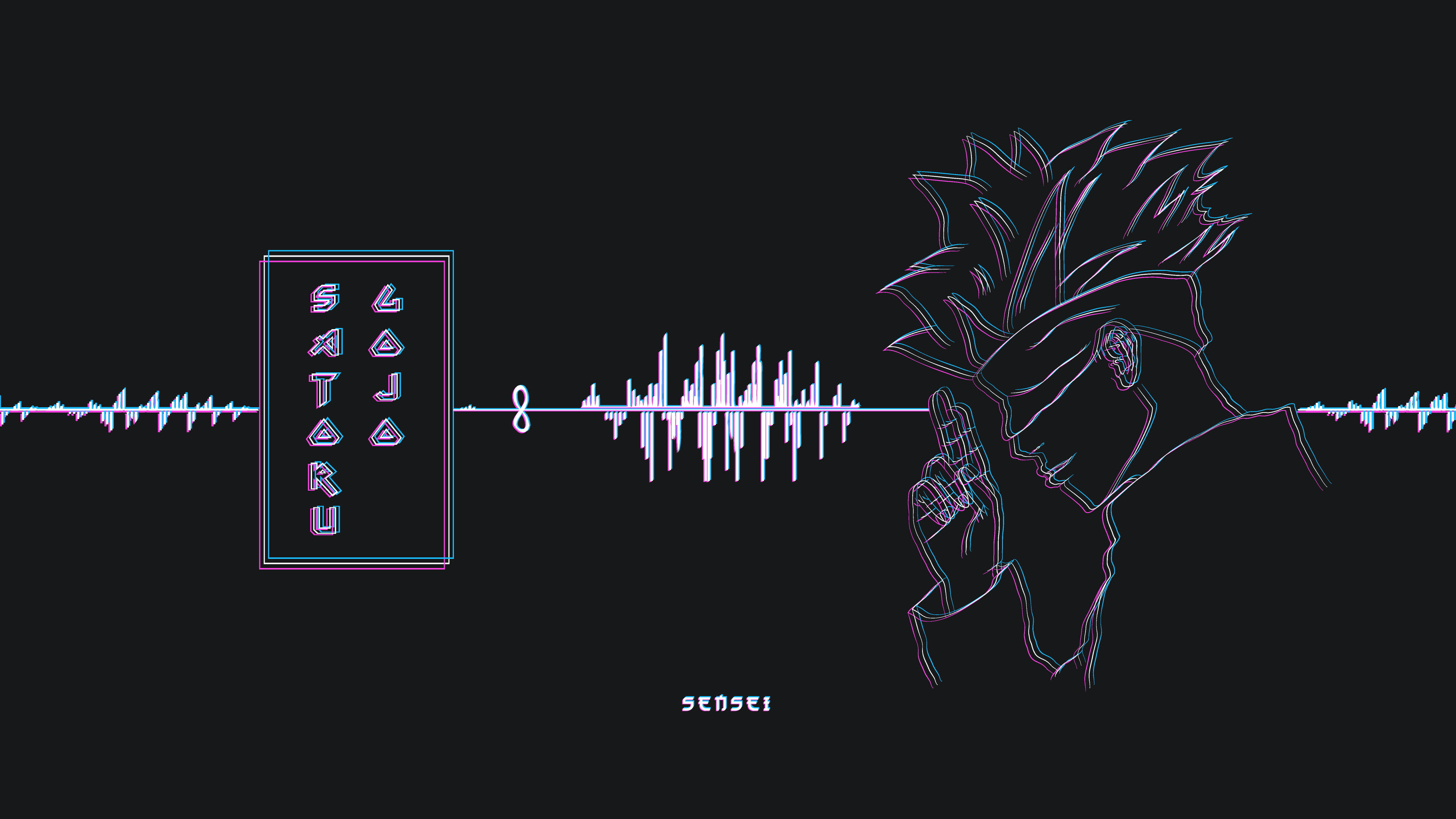 Gojo Satoru, neon-lit, spiky hair, 4K Desktop Wallpaper