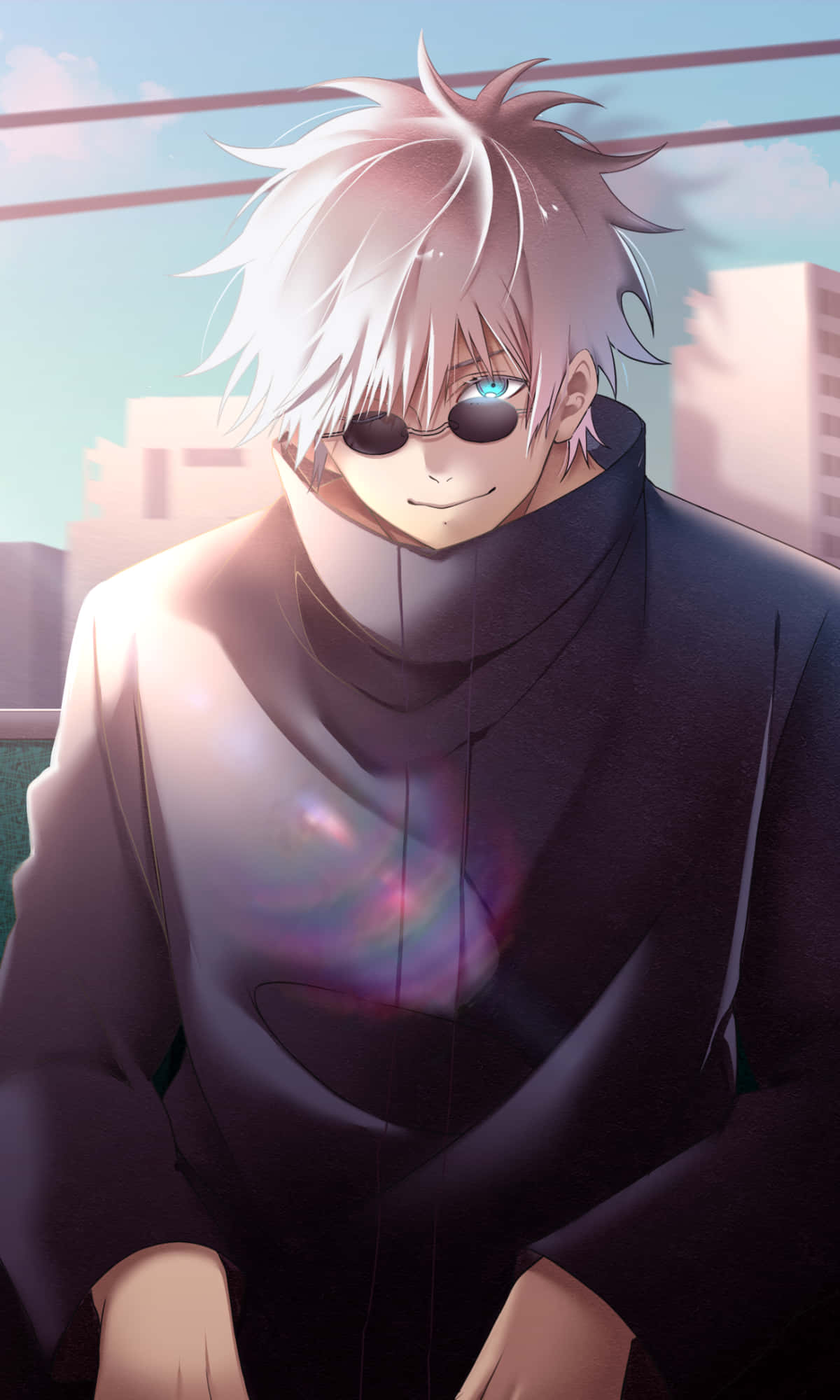 Gojo Satoru, silver-haired, blue eyes, Full HD Phone Wallpaper