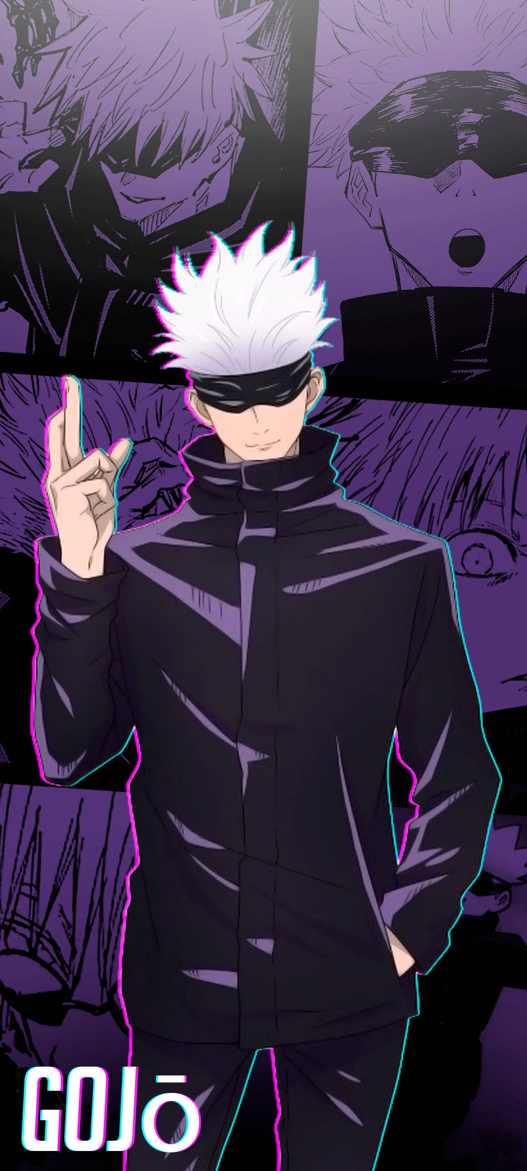 Gojo Satoru, black jacket, blindfold, Full HD Phone Wallpaper