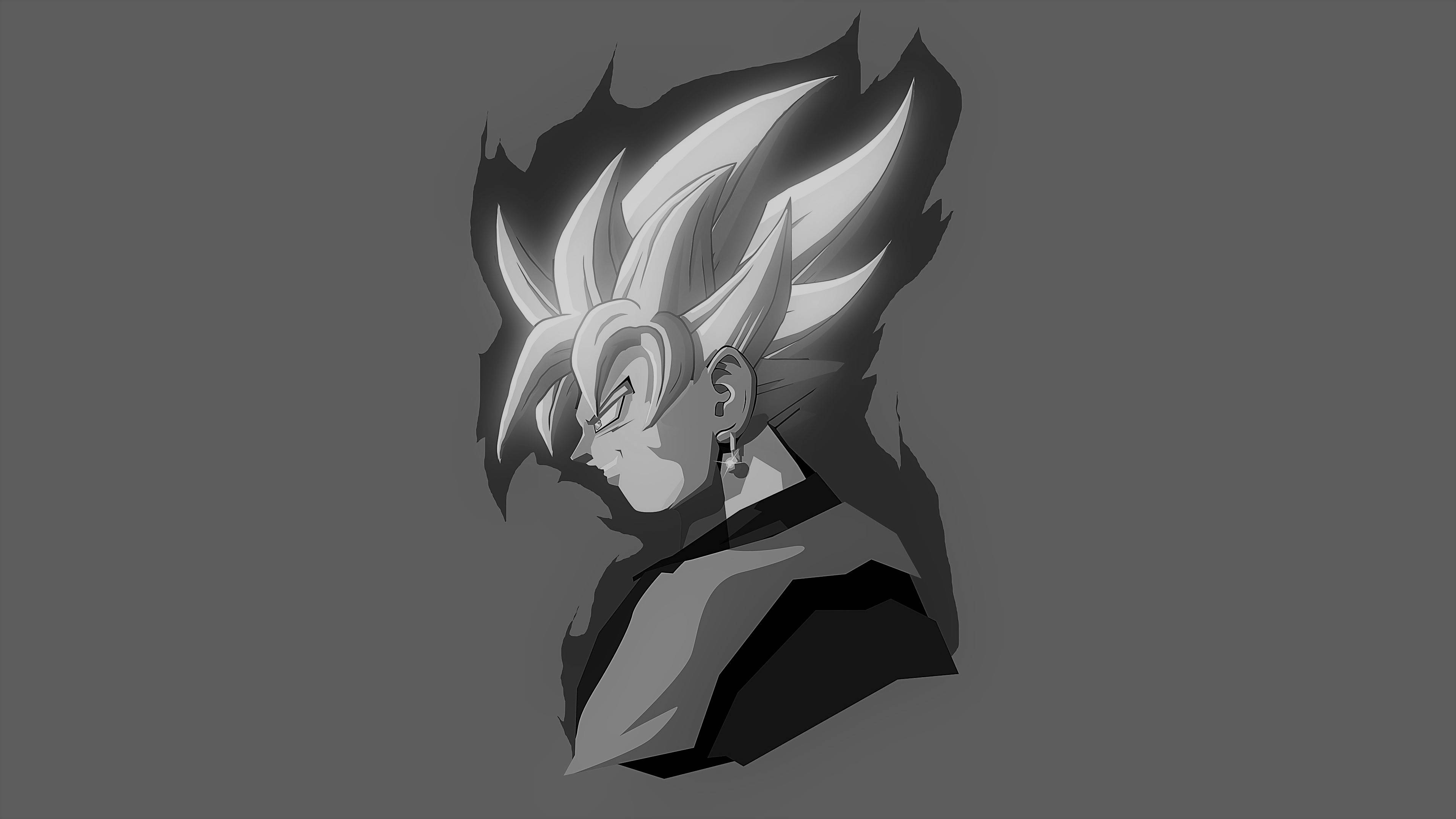 Goku, Black, monochrome, 4K Desktop Wallpaper