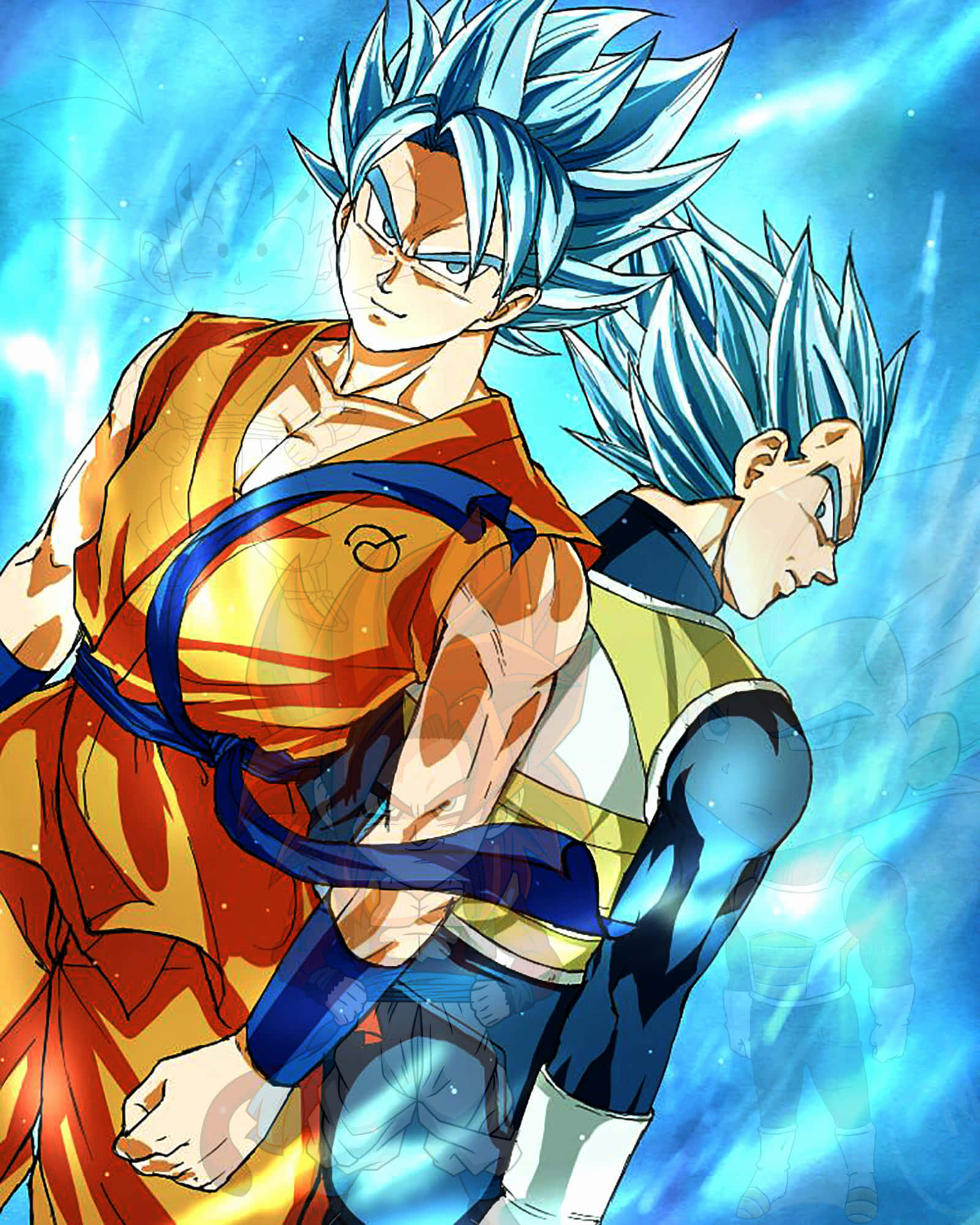 Goku, Vegeta, spiky blue hair, Full HD Phone Wallpaper