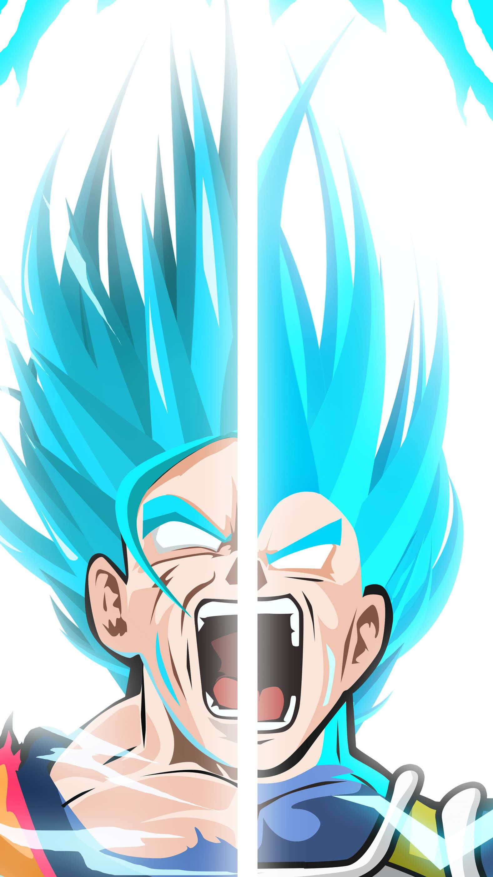 Goku, Vegeta, blue-haired Saiyan warriors, 2K Phone Wallpaper