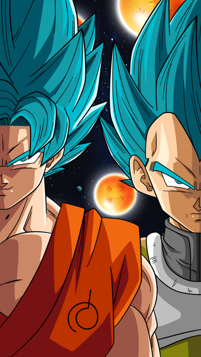 Goku, Vegeta, blue-haired, SD Phone Wallpaper