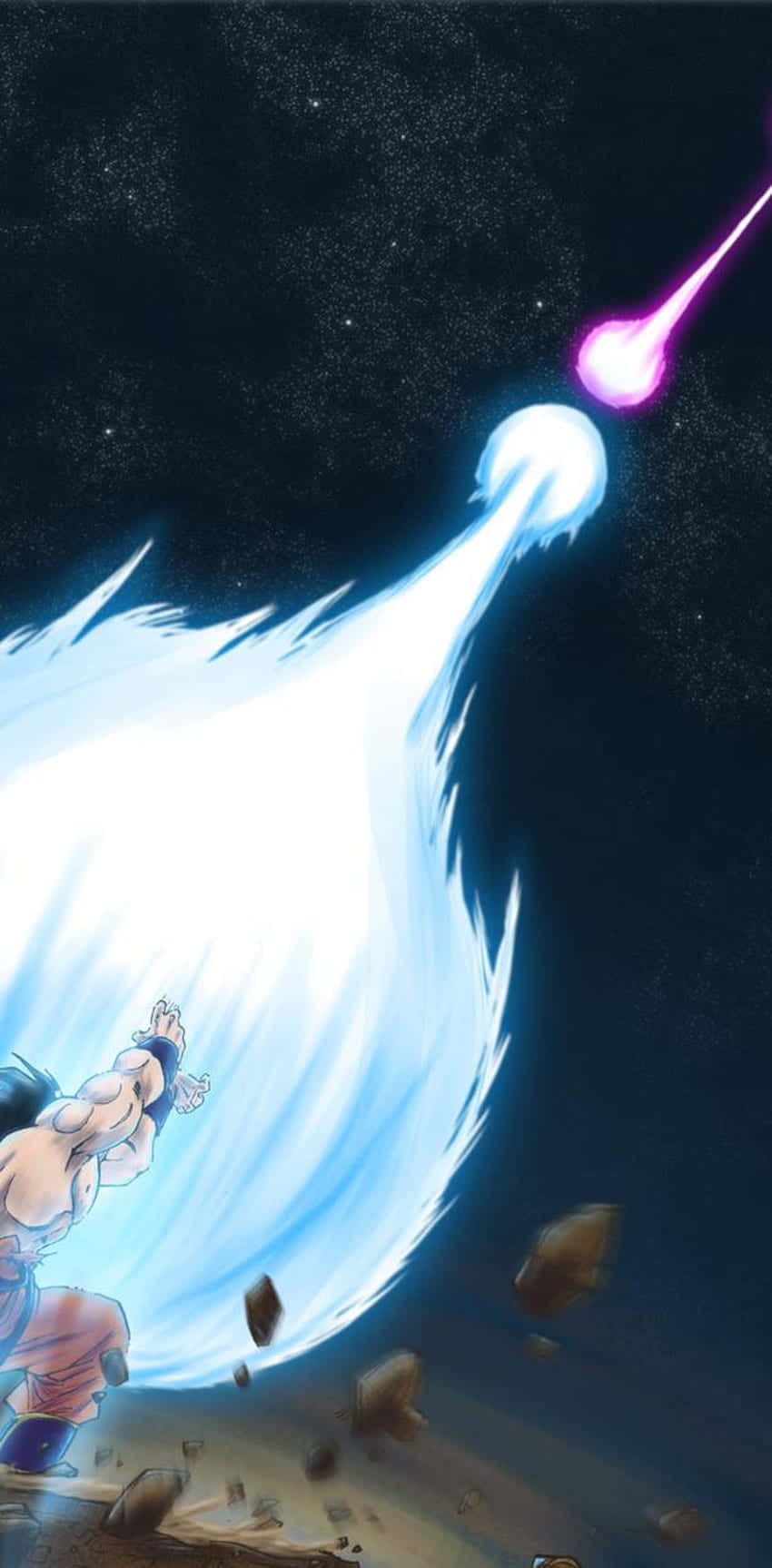 Goku And Vegeta iPhone, blue energy blast, purple energy projectile, HD Phone Wallpaper