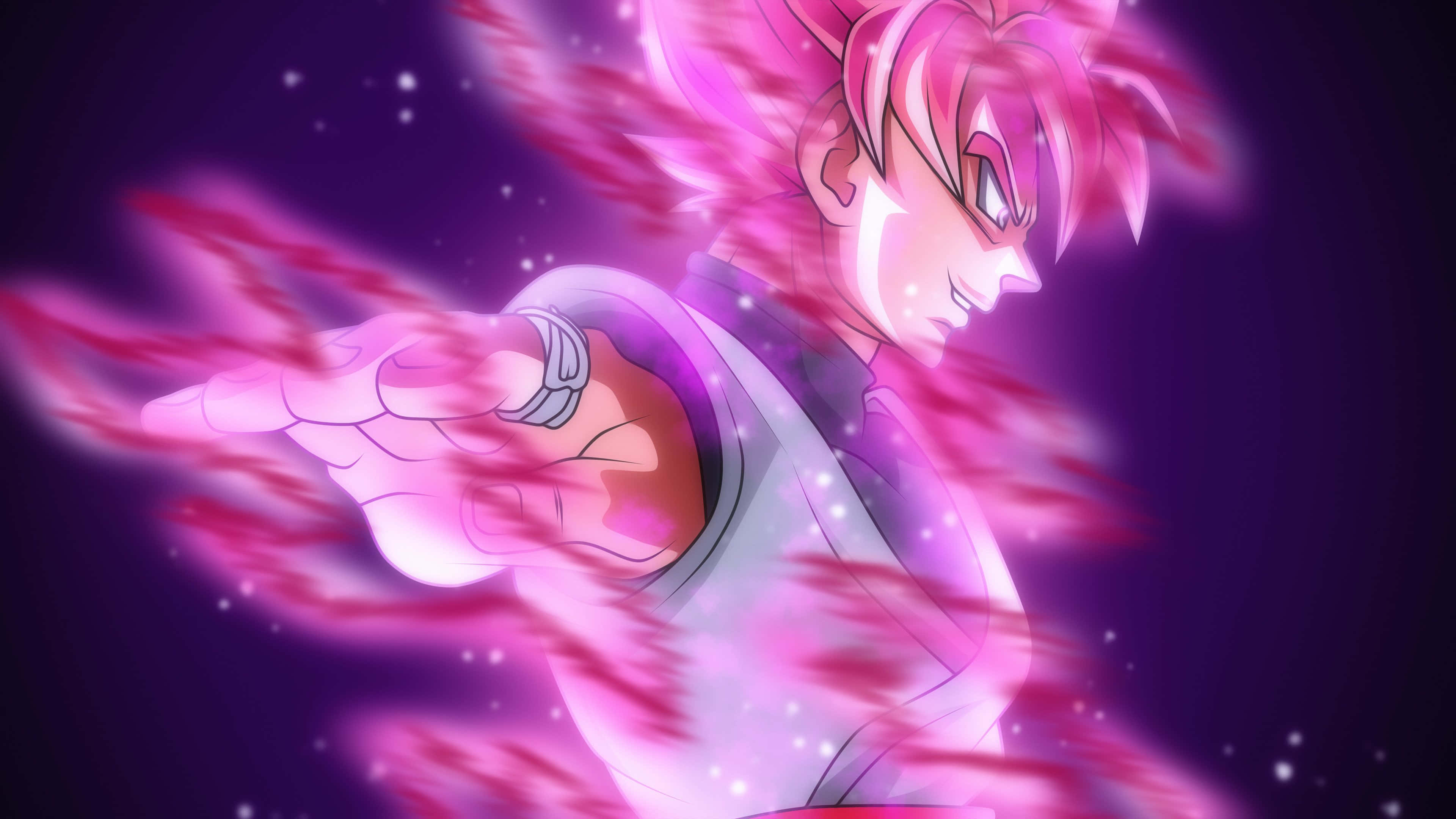 Goku Black, pink-haired, white gi, 4K Desktop Wallpaper